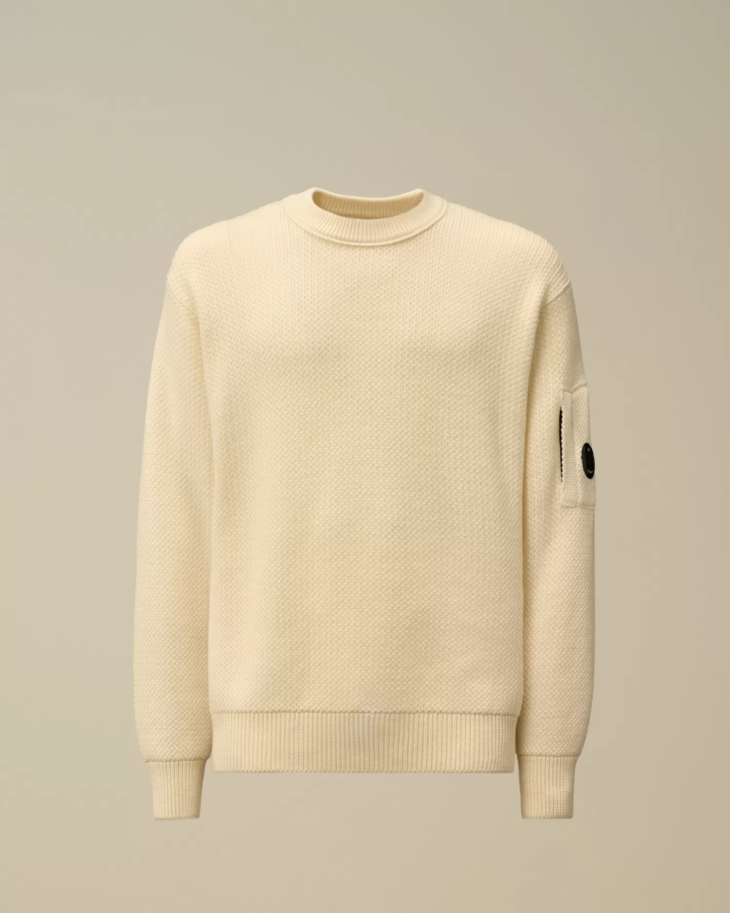 C.P. Company Jumpers^Re-Wool Lens Crewneck Knit Gauze White