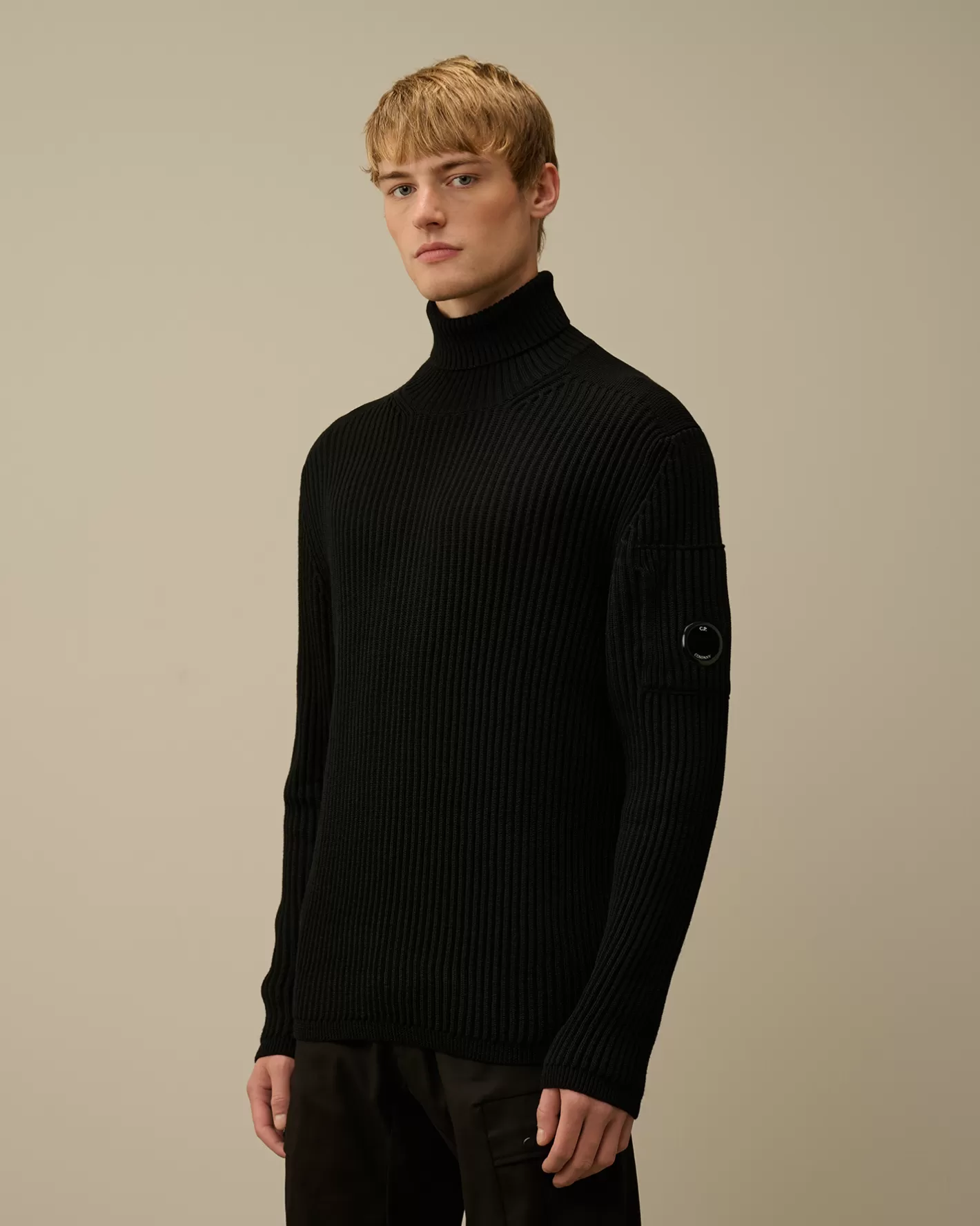 C.P. Company Jumpers^Re-Wool Turtleneck Knit Black