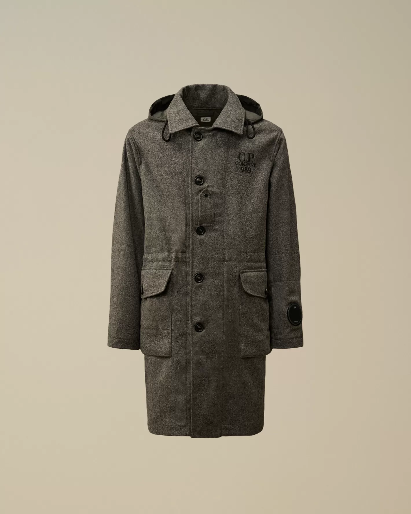 C.P. Company Jacket & Coats^Shetland Twill Hooded Car Coat Anthracite Melange – Grey