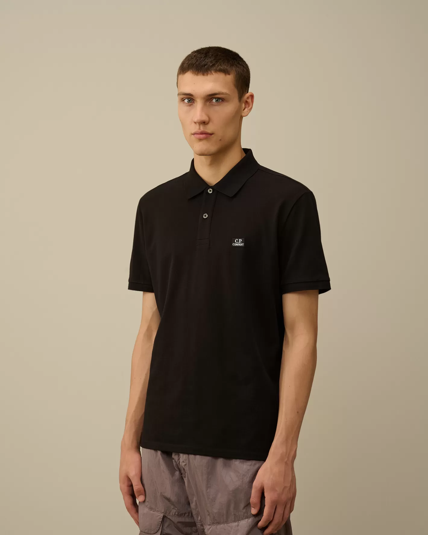 C.P. Company T-shirts & Polo^Stretch Piquet Logo Polo Black