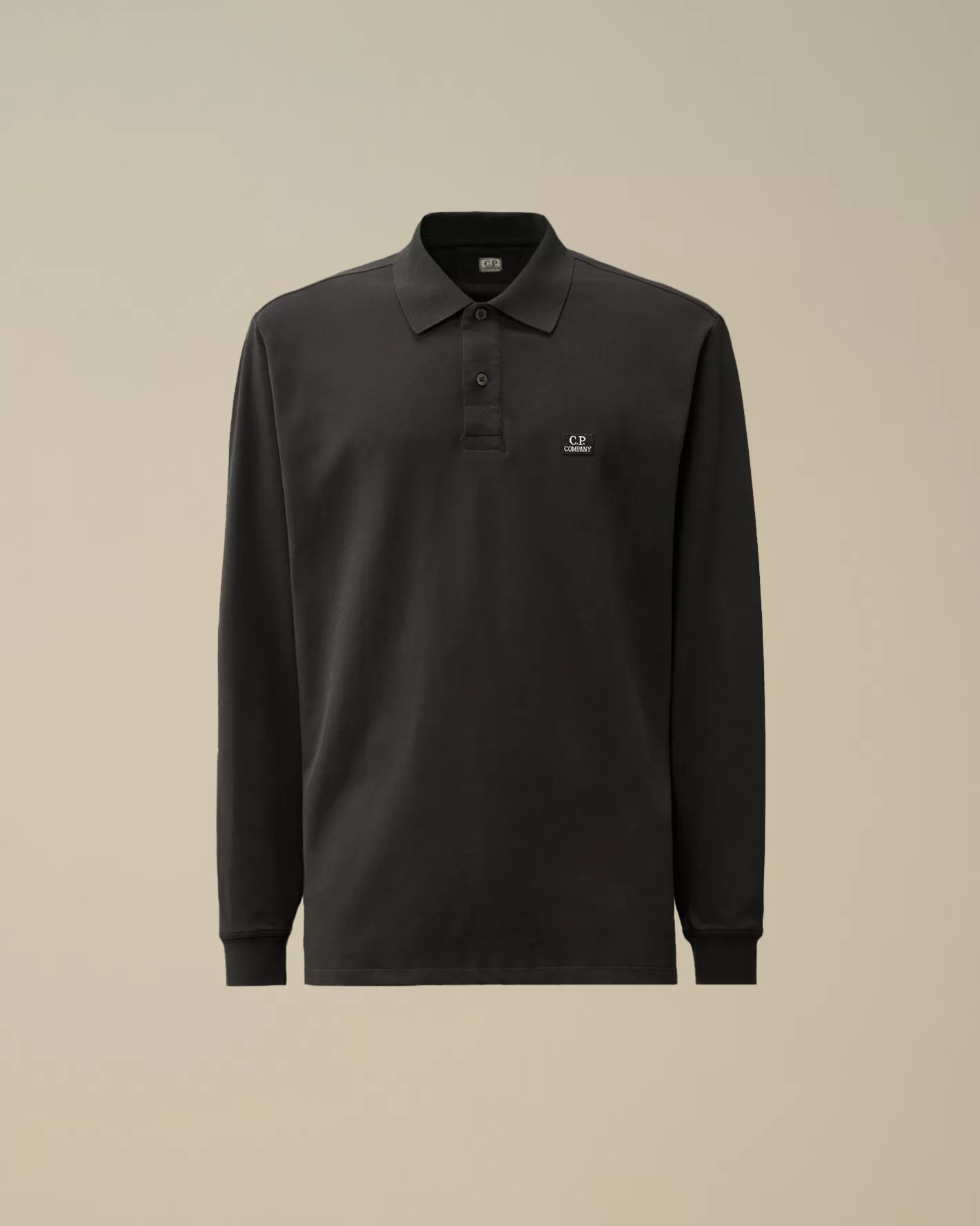 C.P. Company T-shirts & Polo^Stretch Piquet Longsleeve Logo Polo Black Sand