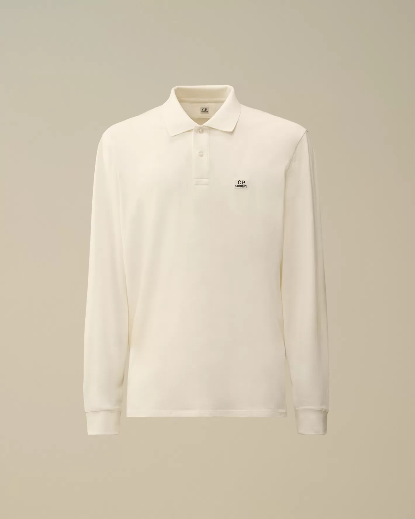 C.P. Company T-shirts & Polo^Stretch Piquet Longsleeve Logo Polo Gauze White