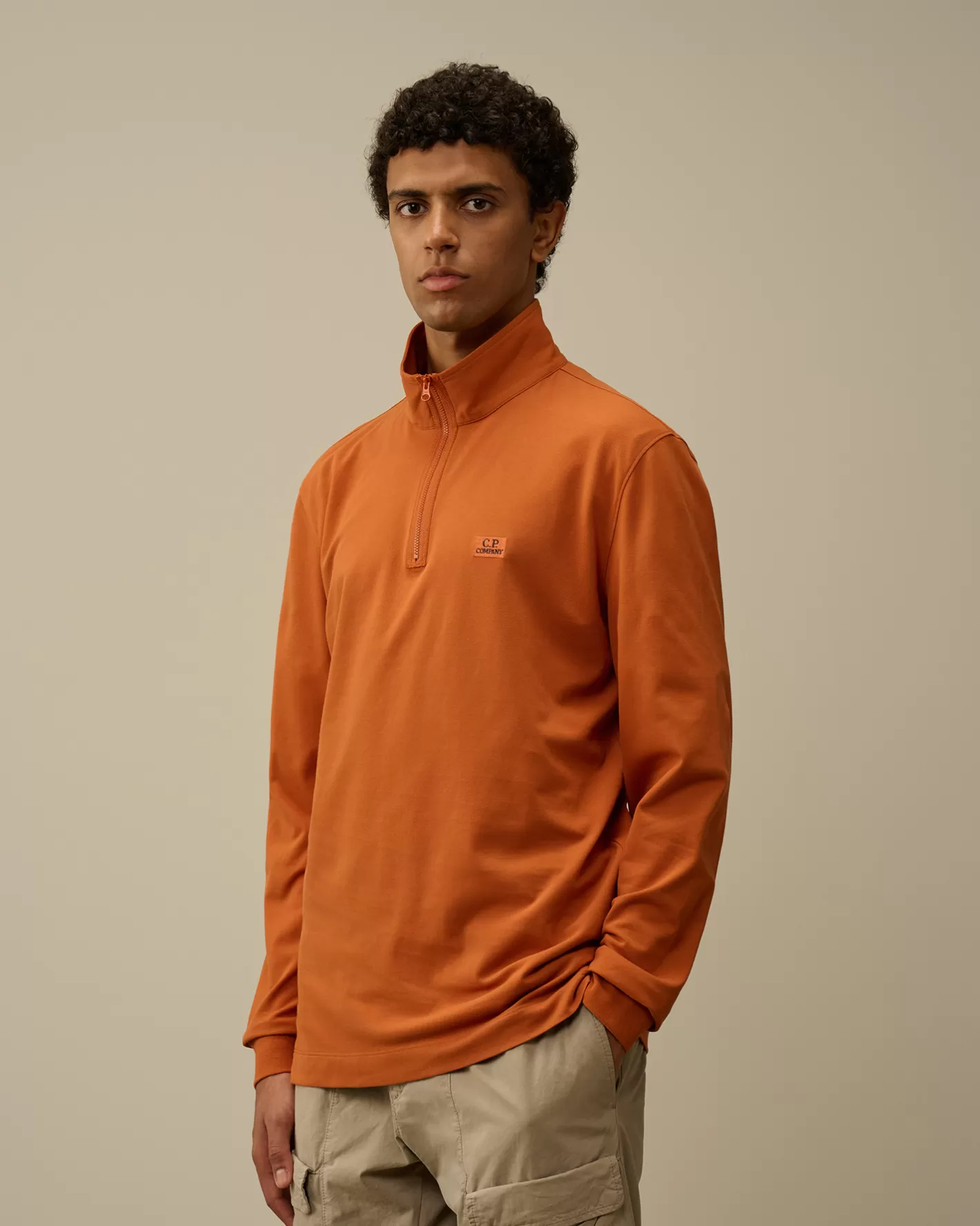 C.P. Company T-shirts & Polo^Stretch Piquet Longsleeve Zipped Polo Bombay Brown