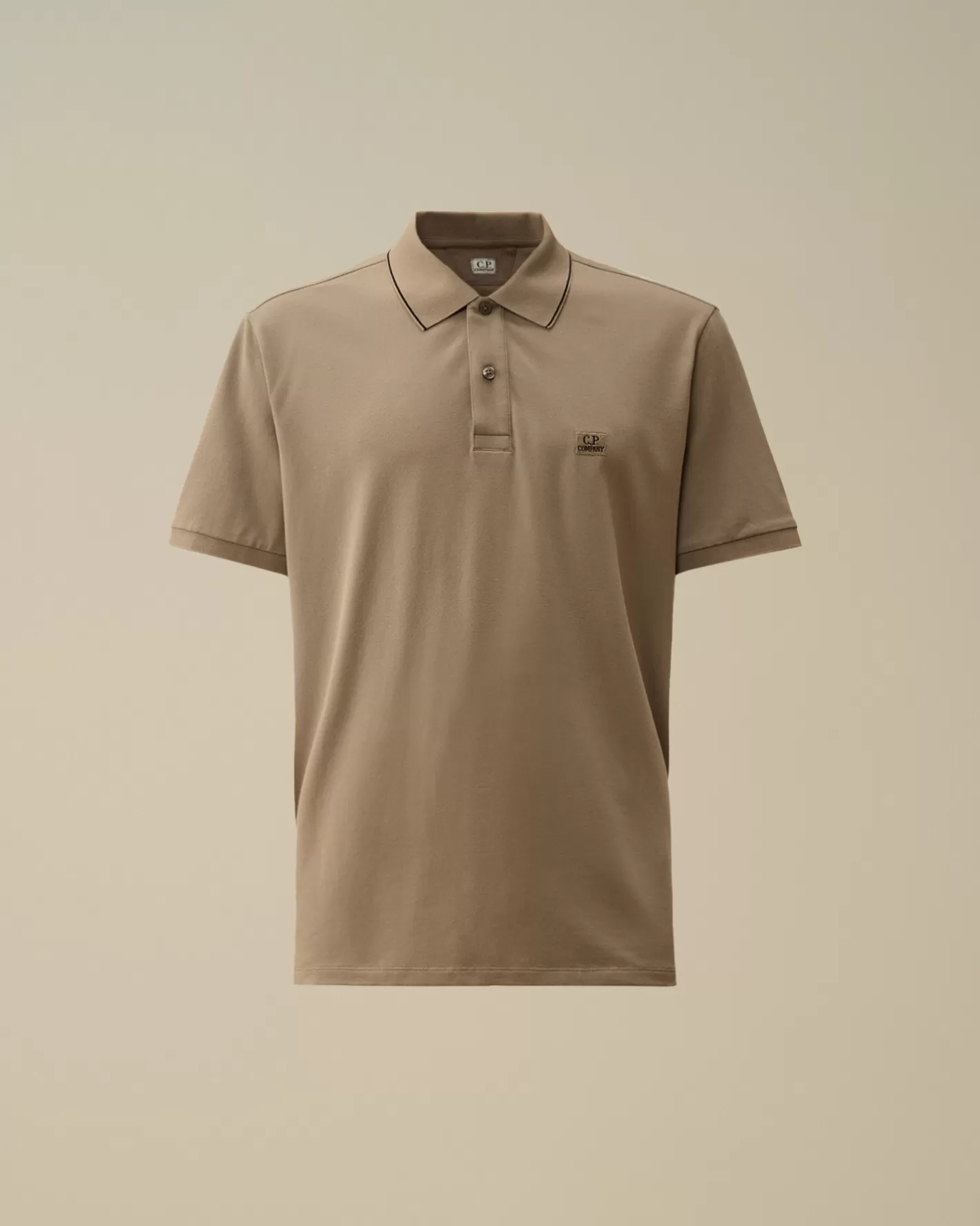 C.P. Company T-shirts & Polo^Stretch Piquet Striped Collar Polo Walnut – Beige