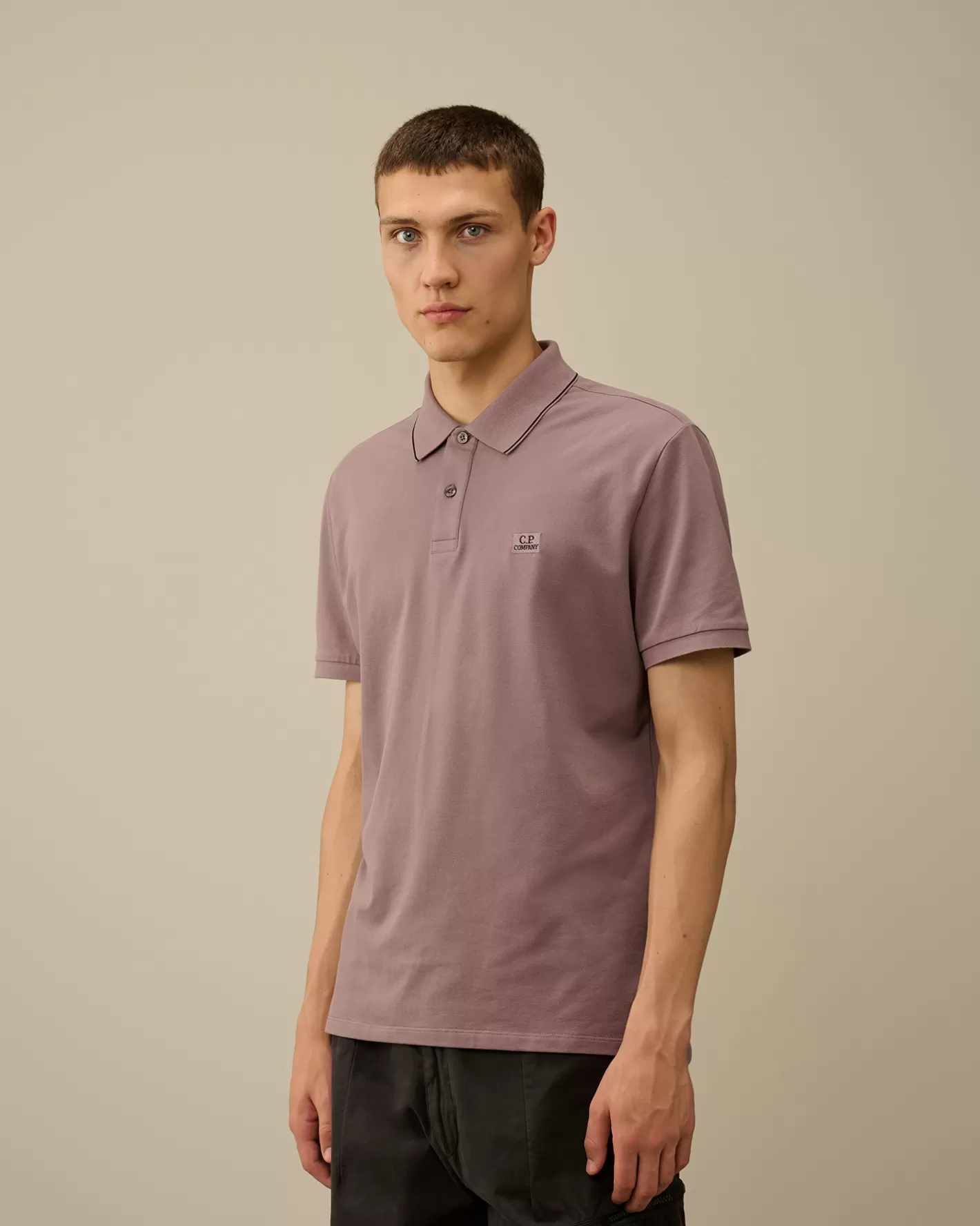 C.P. Company T-shirts & Polo^Stretch Piquet Striped Collar Polo Purple Dove