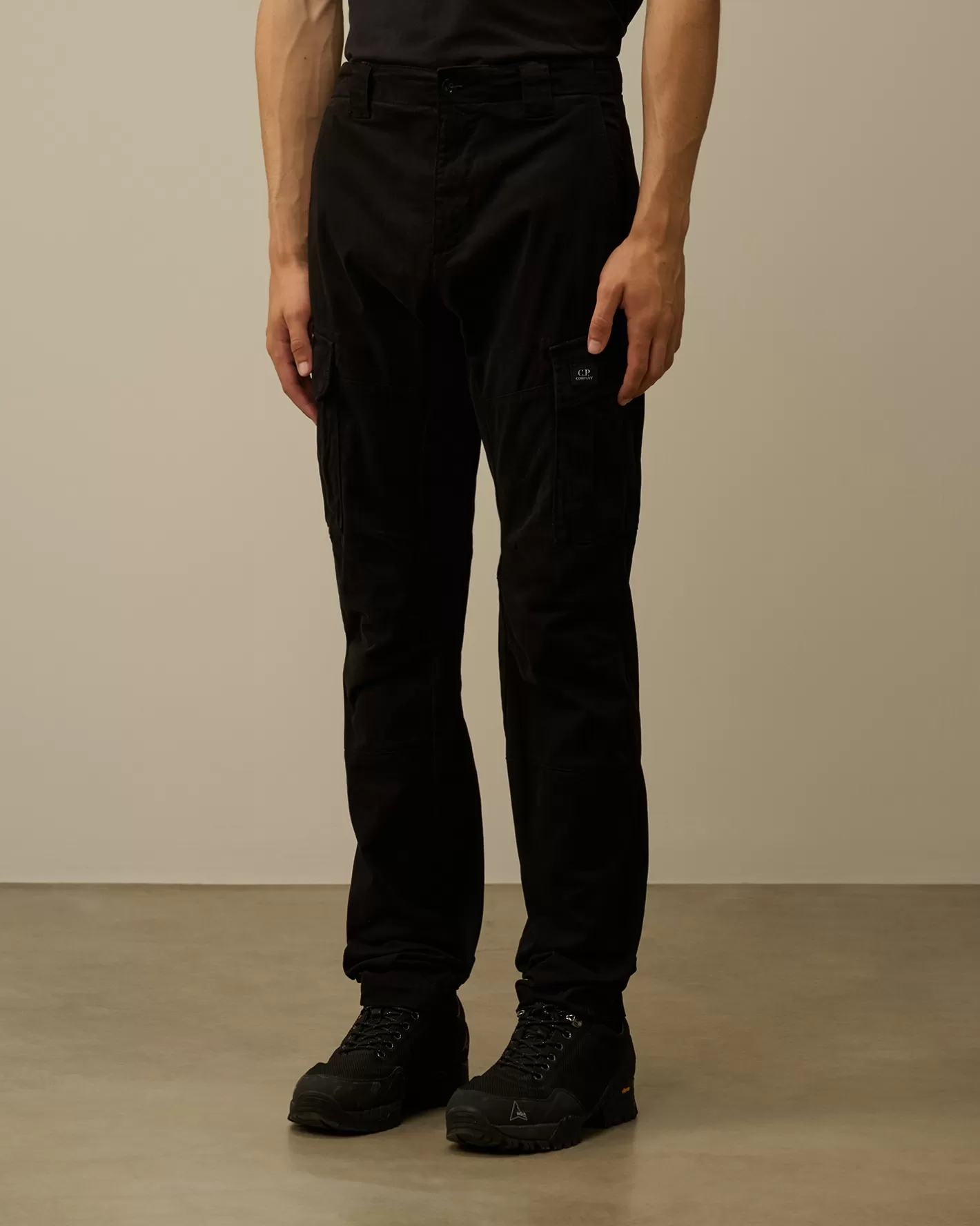 C.P. Company Trousers^Stretch Sateen Ergonomic Cargo Pants Black