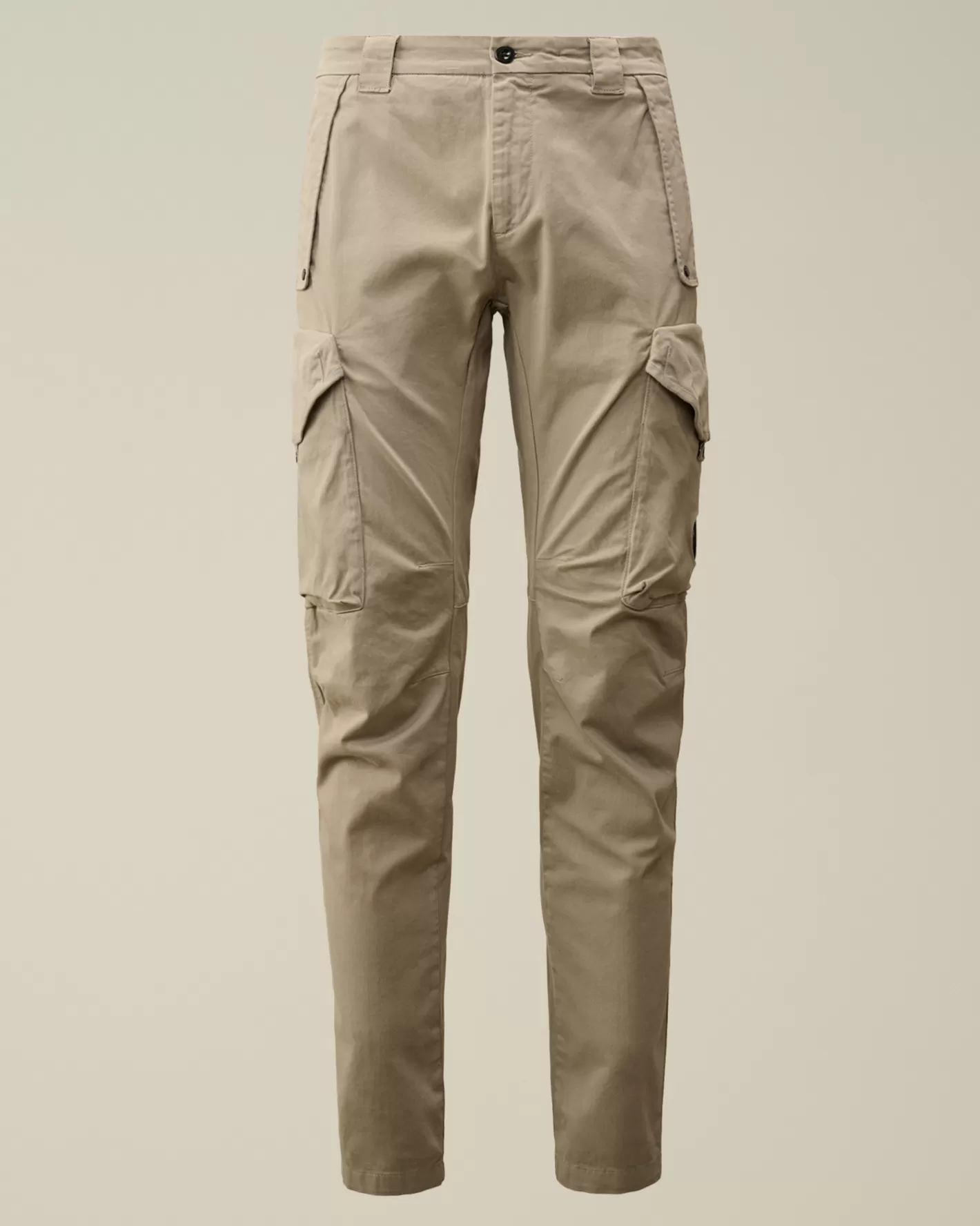 C.P. Company Trousers^Stretch Sateen Ergonomic Lens Cargo Pants Vintage Khaki – Beige