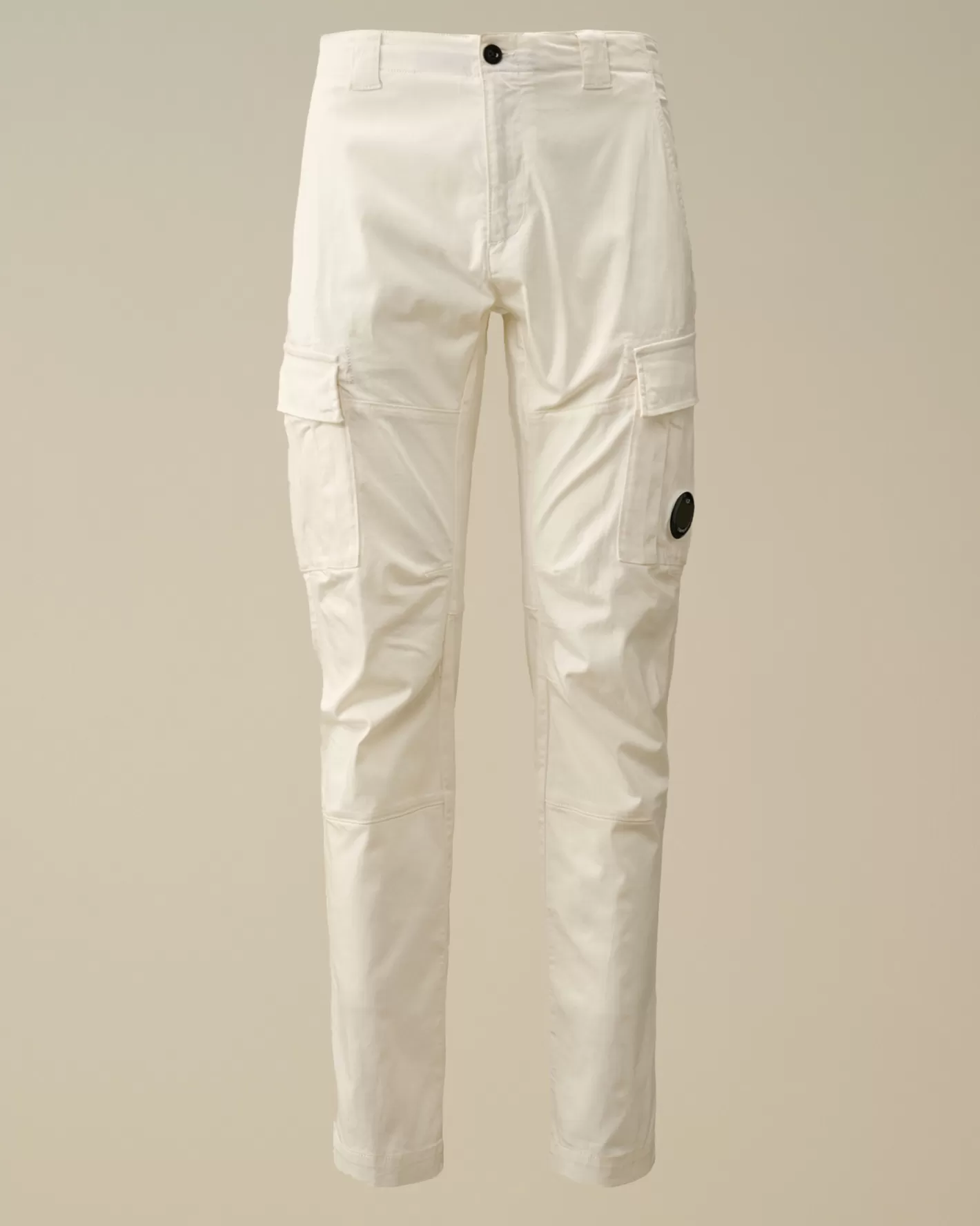 C.P. Company Trousers^Stretch Sateen Ergonomic Lens Double Cargo Pants Gauze White