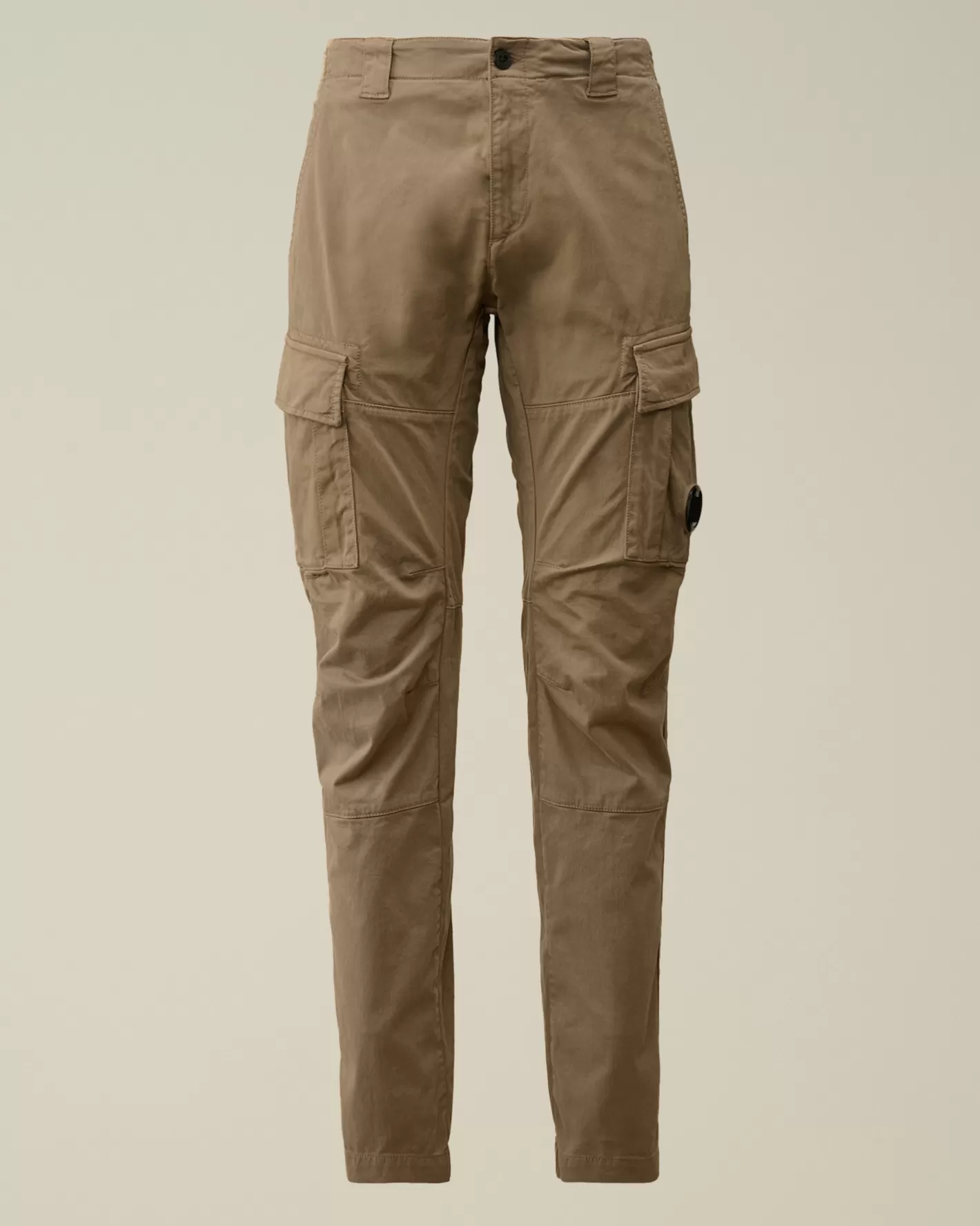 C.P. Company Trousers^Stretch Sateen Ergonomic Lens Double Cargo Pants Walnut – Beige