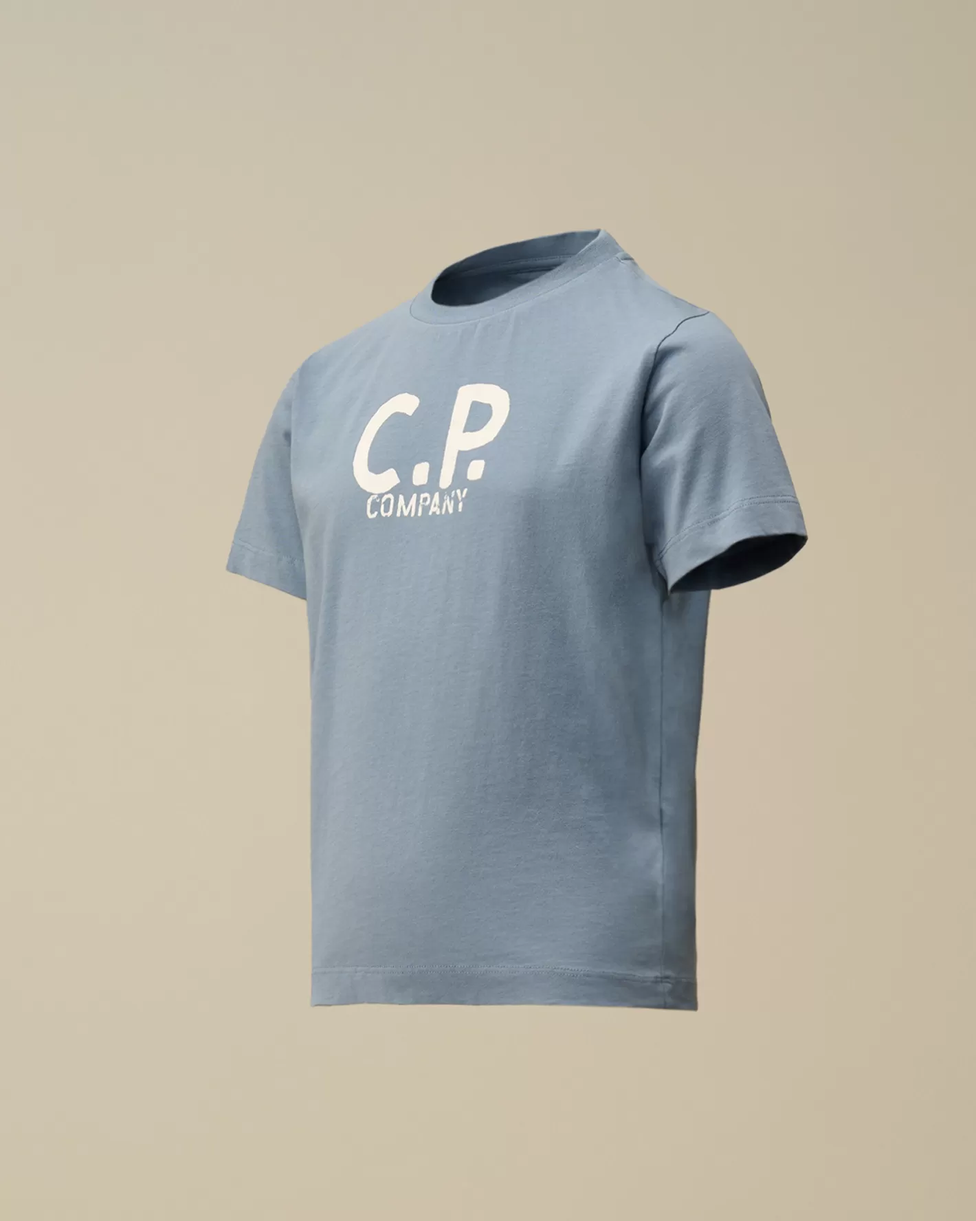 C.P. Company Clothing 10-14^U16 Cotton Jersey 30/1 Printed Logo T-Shirt Flint Stone – Blue