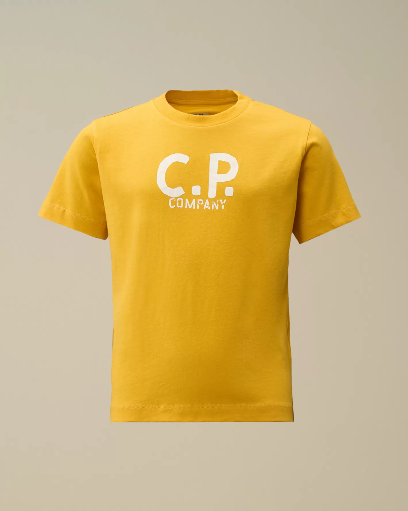 C.P. Company Clothing 10-14^U16 Cotton Jersey 30/1 Printed Logo T-Shirt Golden Rod - Yellow