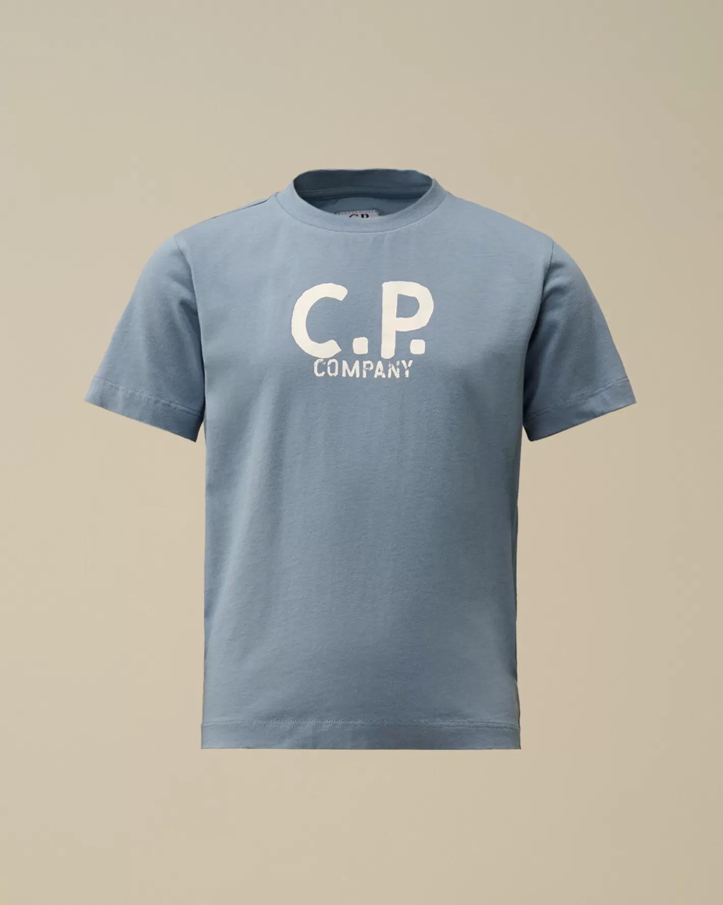 C.P. Company Clothing 10-14^U16 Cotton Jersey 30/1 Printed Logo T-Shirt Flint Stone – Blue