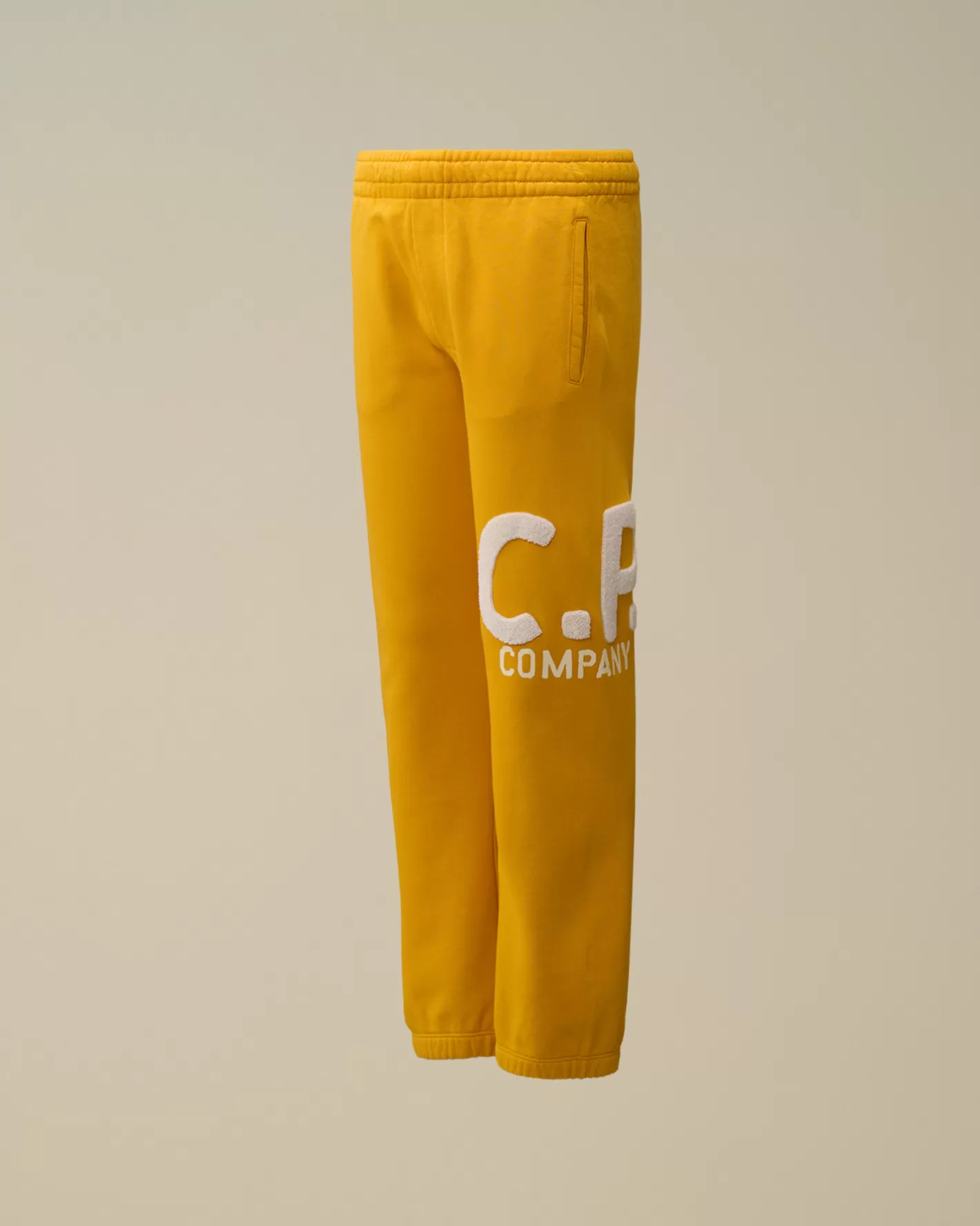 C.P. Company Clothing 10-14^U16 Diagonal Fleece Big Logo Sweatpants Golden Rod - Yellow