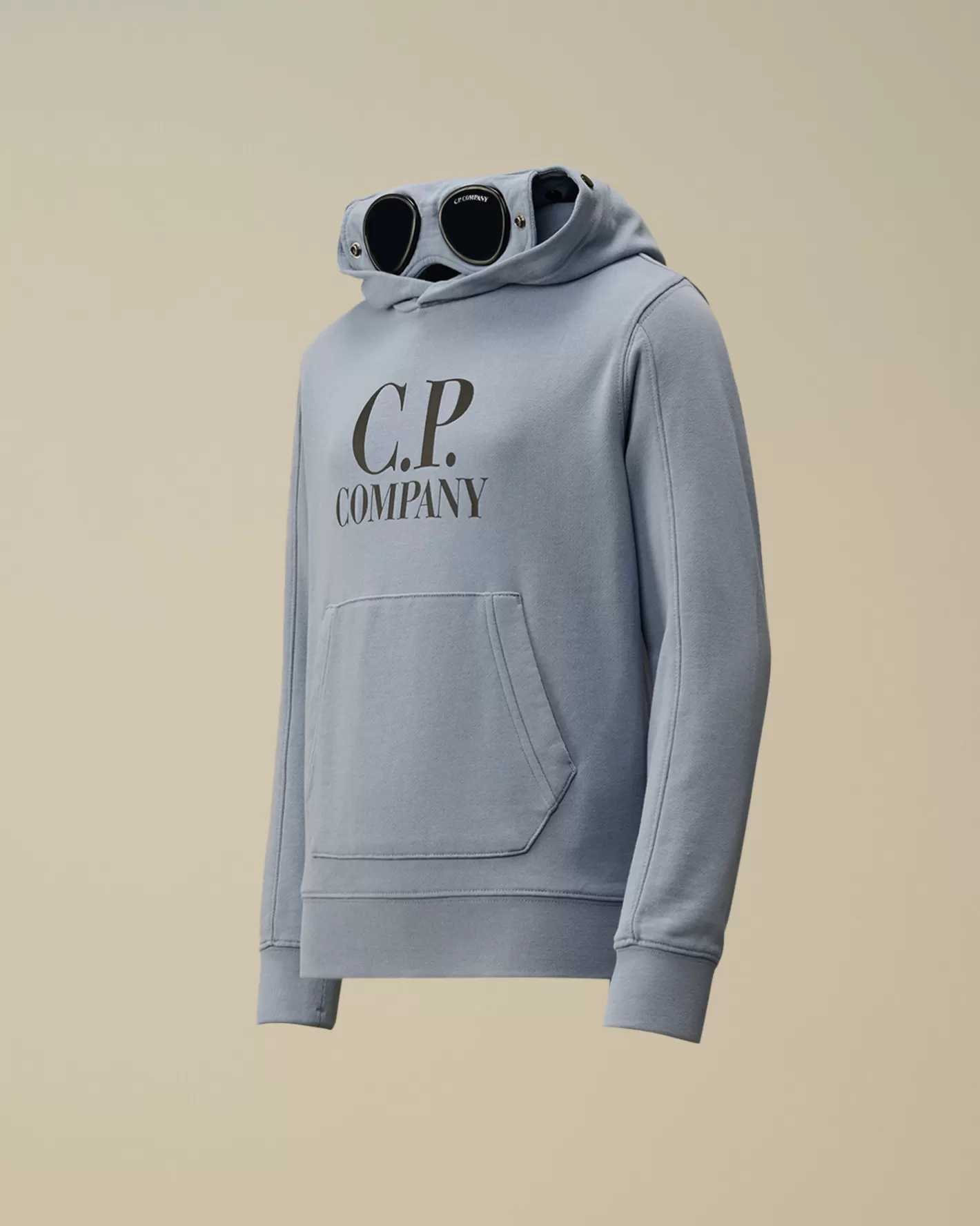 C.P. Company Clothing 10-14^U16 Diagonal Fleece Goggle Hooded Sweatshirt Flint Stone – Blue