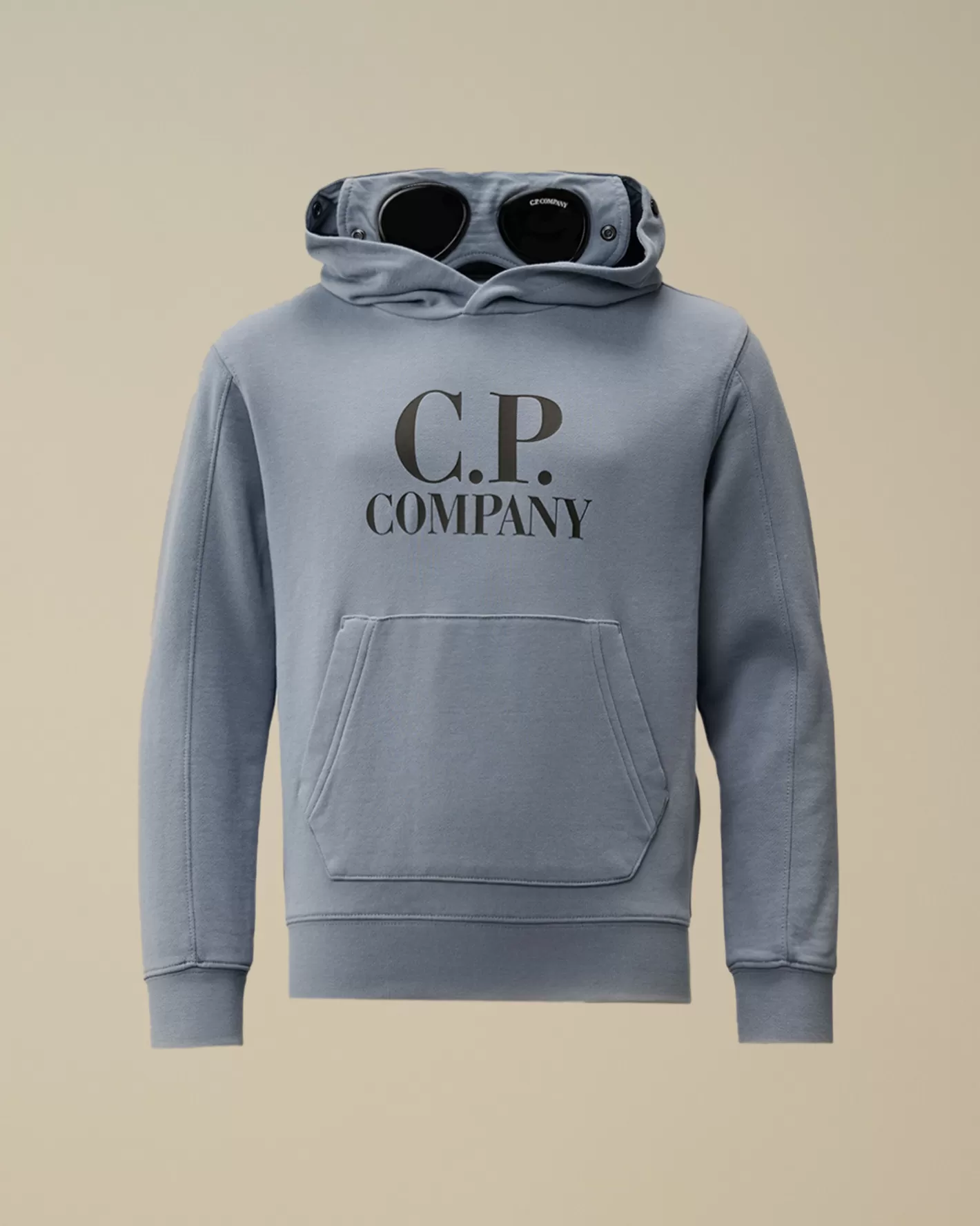 C.P. Company Clothing 10-14^U16 Diagonal Fleece Goggle Hooded Sweatshirt Flint Stone – Blue