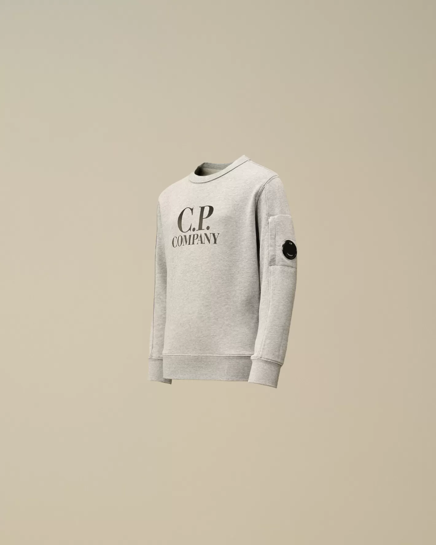 C.P. Company Clothing 2-3^U16 Diagonal Fleece Logo Crew Neck Sweatshirt Grey Melange