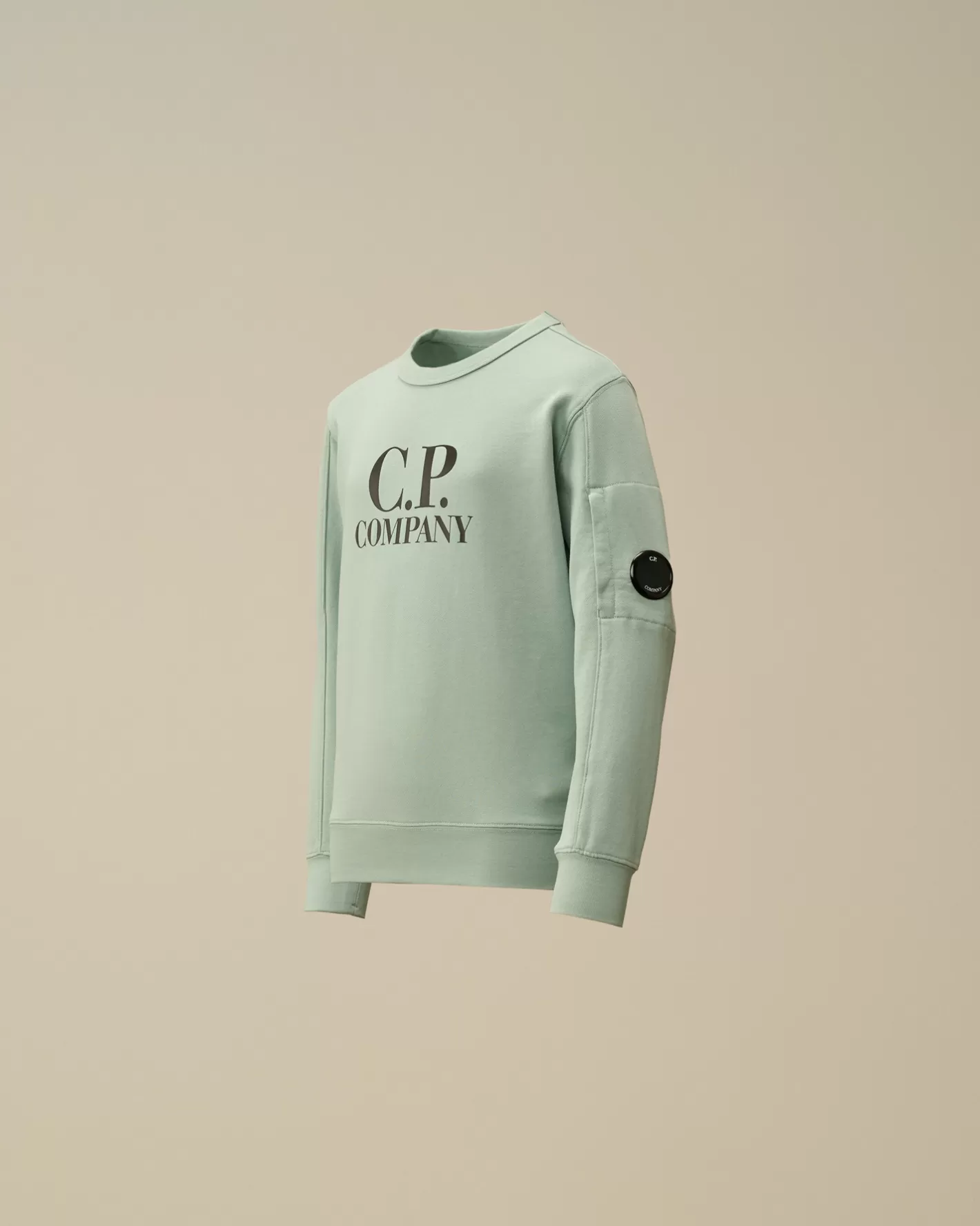 C.P. Company Clothing 4-8^U16 Diagonal Fleece Logo Crew Neck Sweatshirt Chinois Green