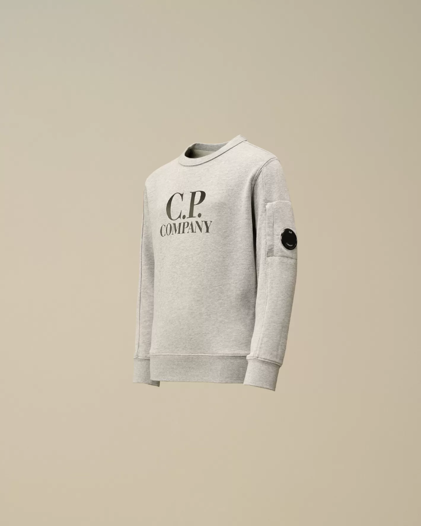 C.P. Company Clothing 4-8^U16 Diagonal Fleece Logo Crew Neck Sweatshirt Grey Melange