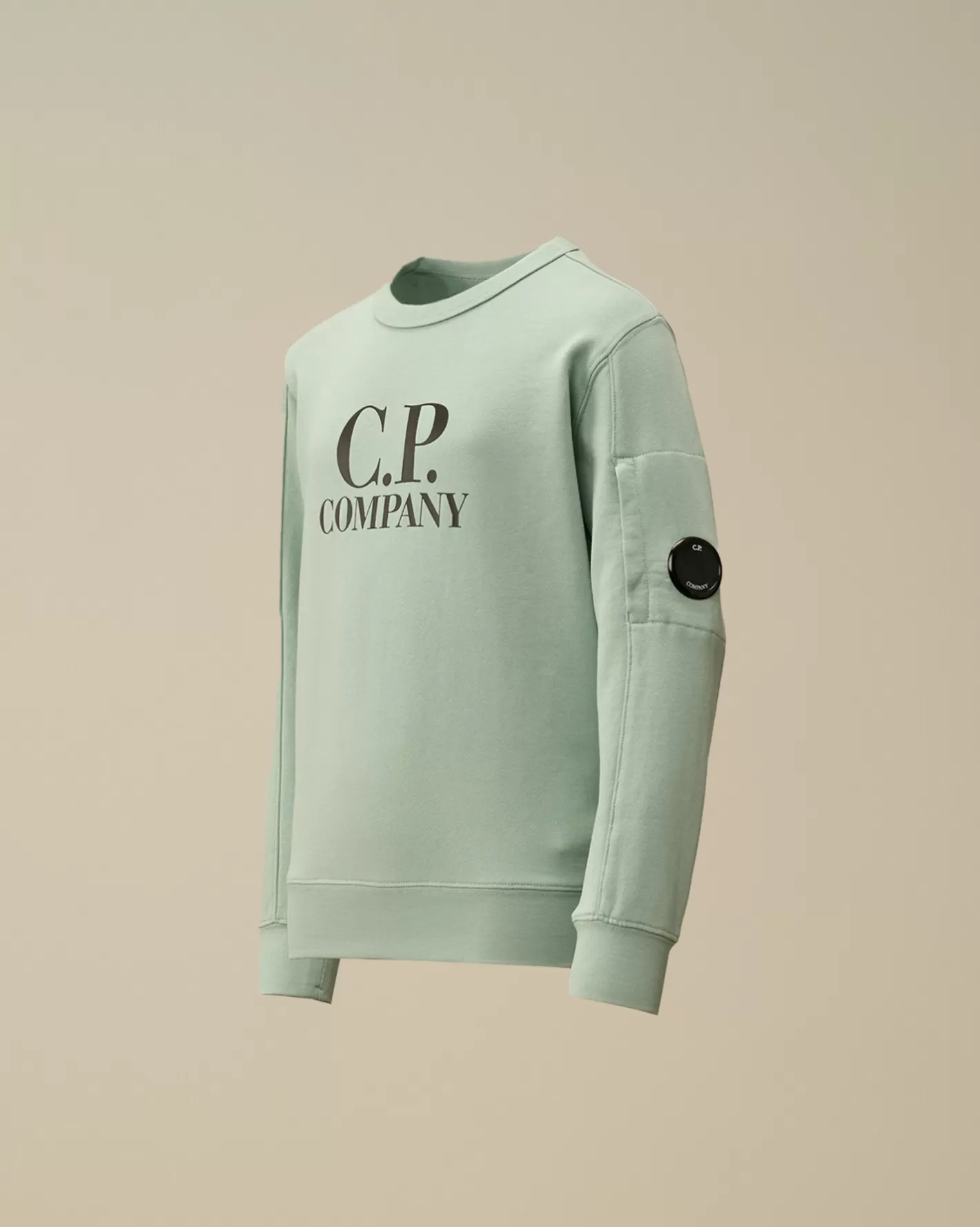 C.P. Company Clothing 10-14^U16 Diagonal Fleece Logo Crew Neck Sweatshirt Chinois Green