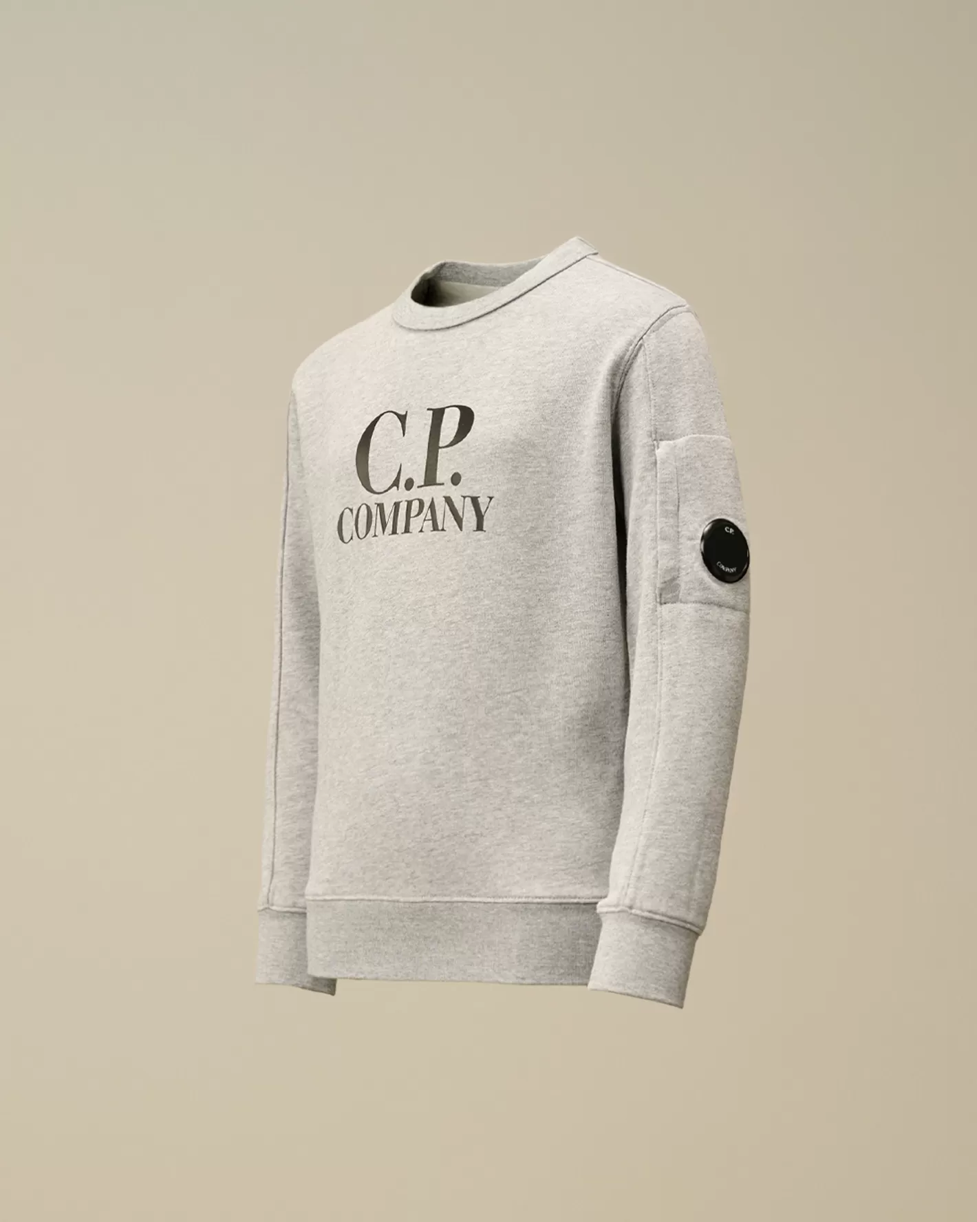 C.P. Company Clothing 10-14^U16 Diagonal Fleece Logo Crew Neck Sweatshirt Grey Melange