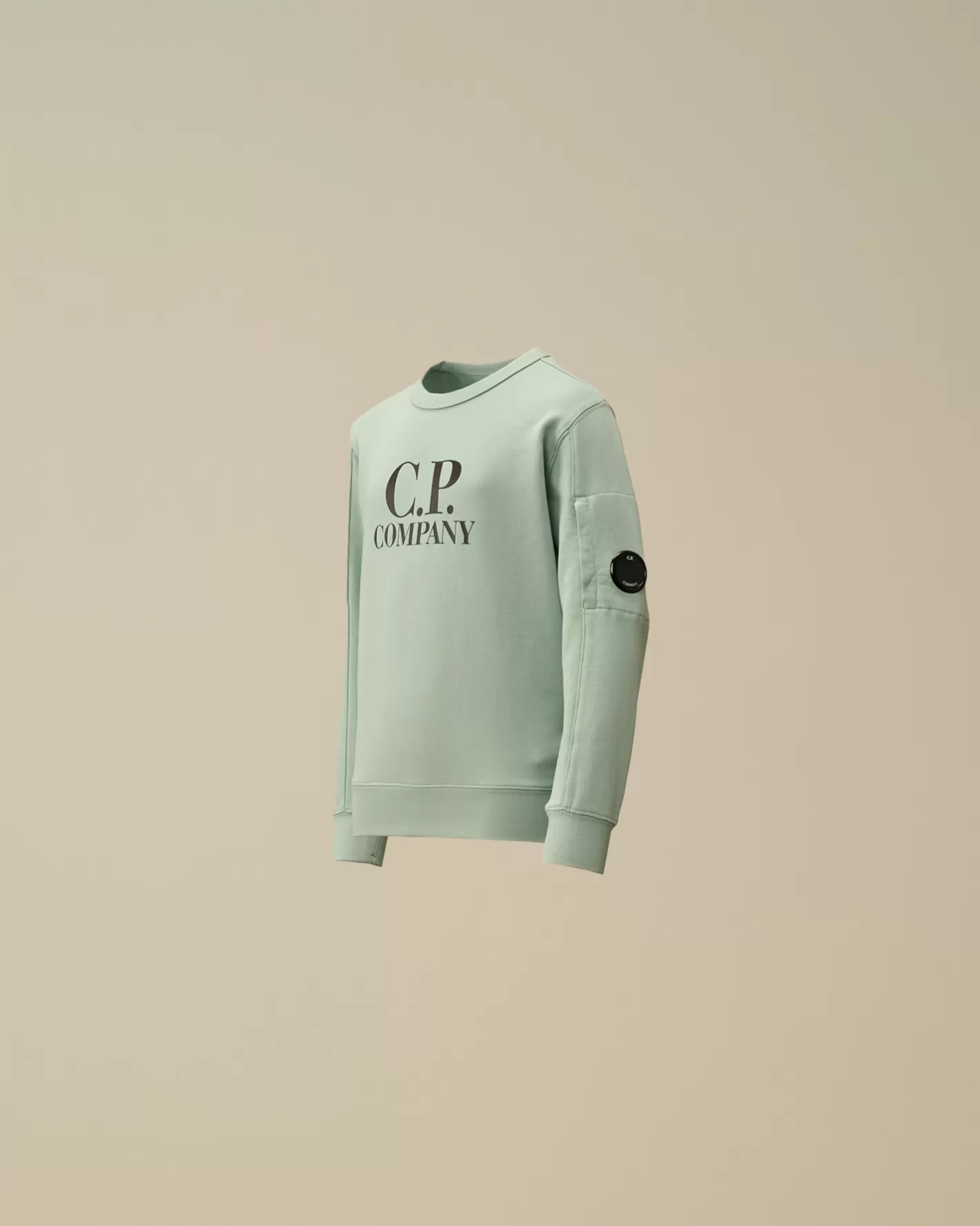 C.P. Company Clothing 2-3^U16 Diagonal Fleece Logo Crew Neck Sweatshirt Chinois Green