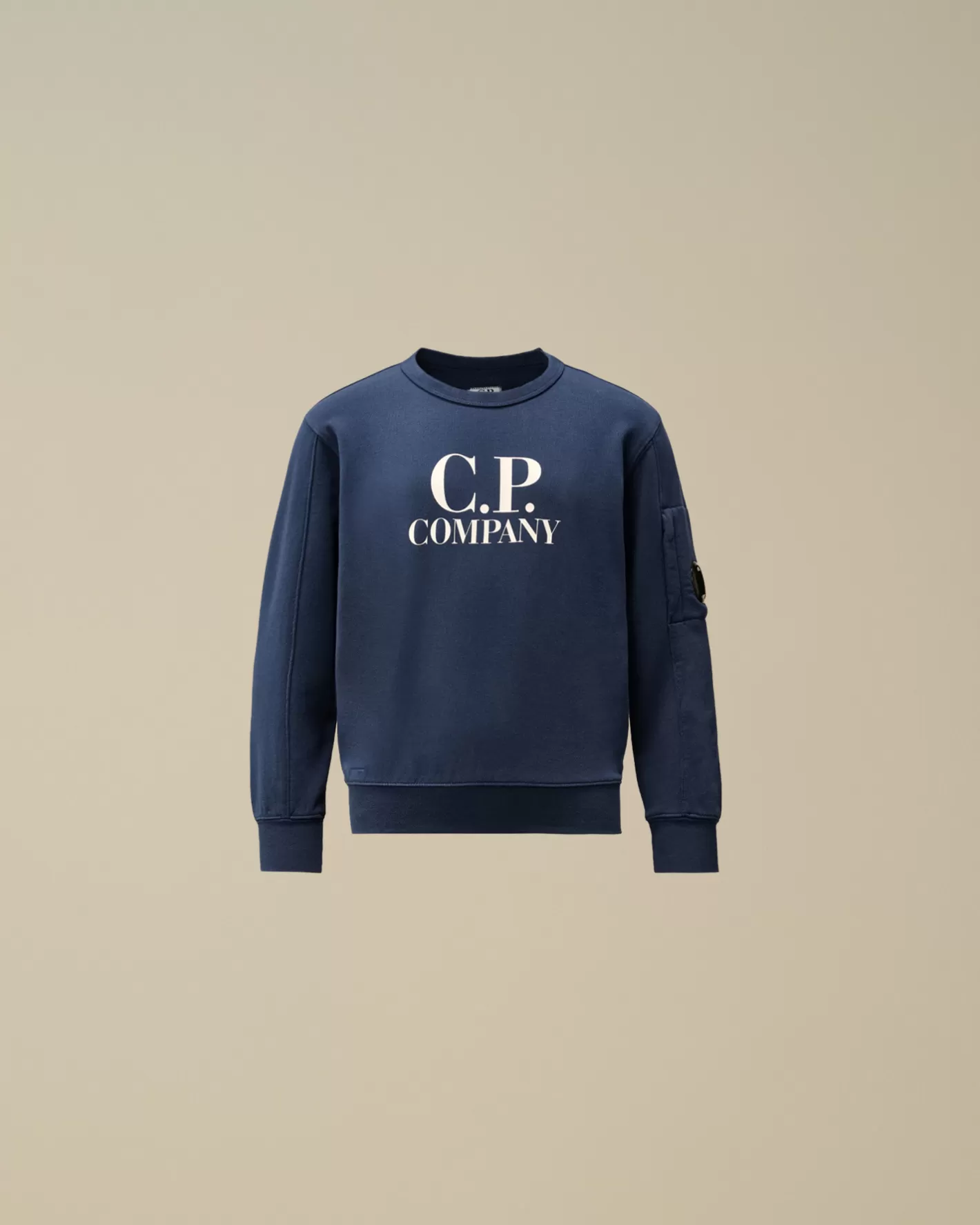 C.P. Company Clothing 2-3^U16 Diagonal Fleece Logo Crew Neck Sweatshirt Estate Blue