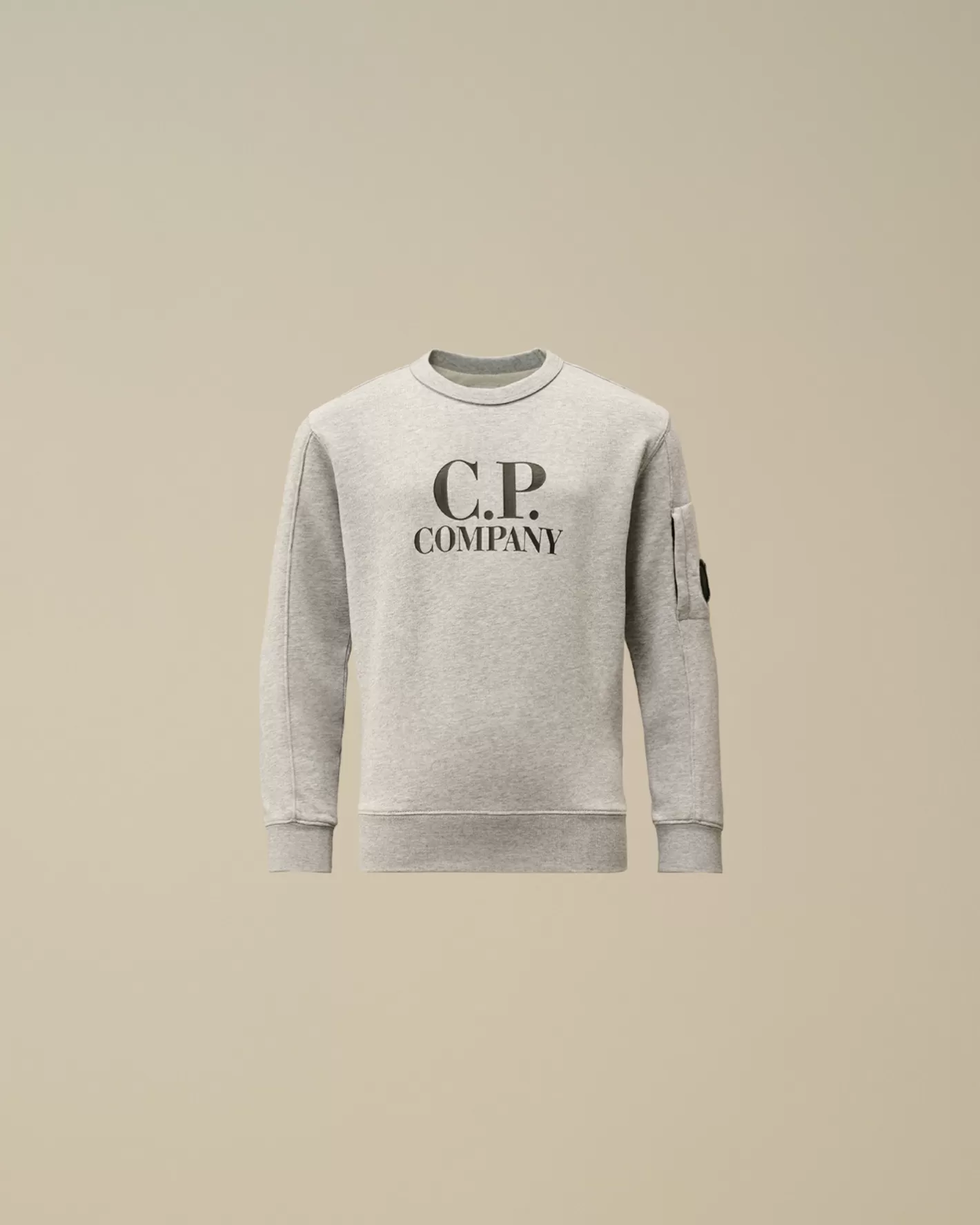 C.P. Company Clothing 2-3^U16 Diagonal Fleece Logo Crew Neck Sweatshirt Grey Melange