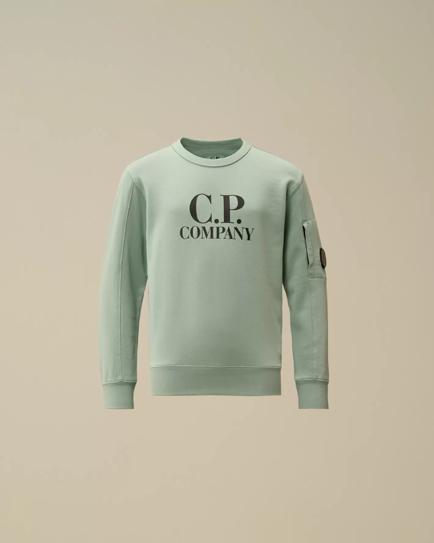 C.P. Company Clothing 4-8^U16 Diagonal Fleece Logo Crew Neck Sweatshirt Chinois Green