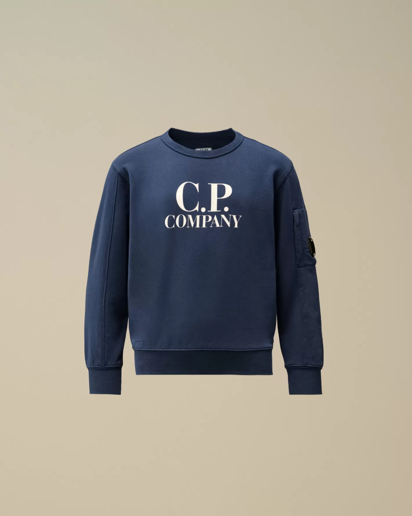 C.P. Company Clothing 4-8^U16 Diagonal Fleece Logo Crew Neck Sweatshirt Estate Blue