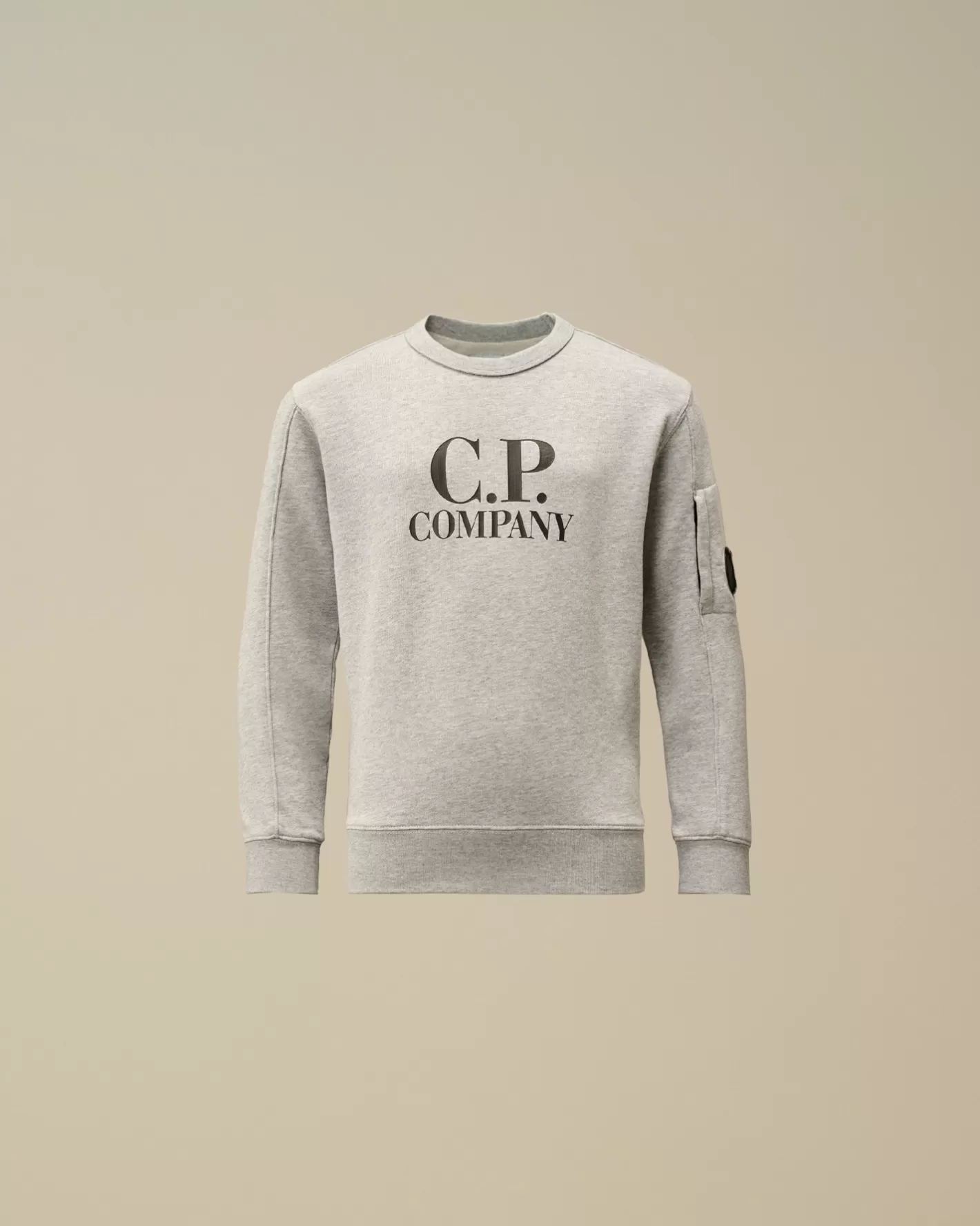 C.P. Company Clothing 4-8^U16 Diagonal Fleece Logo Crew Neck Sweatshirt Grey Melange