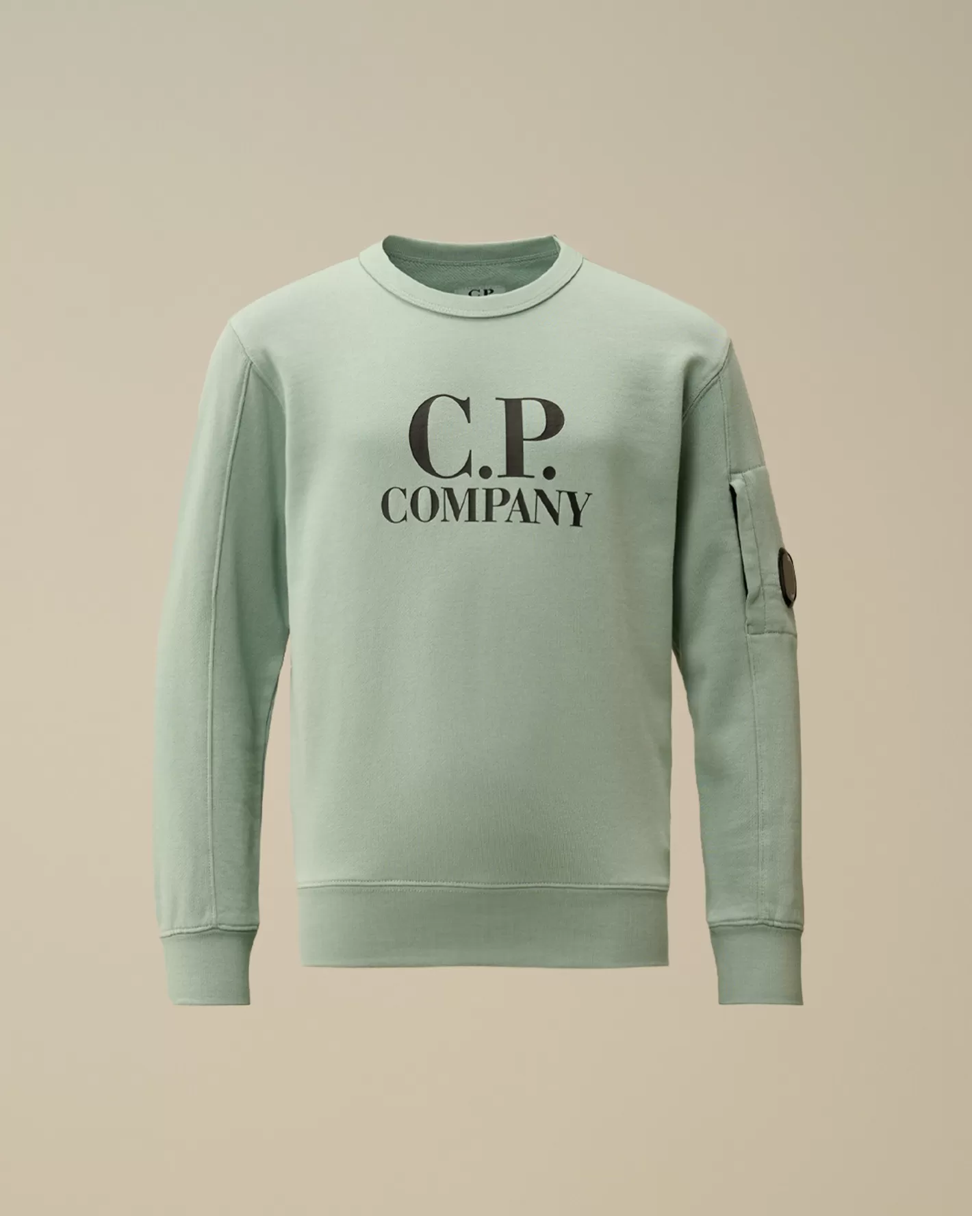 C.P. Company Clothing 10-14^U16 Diagonal Fleece Logo Crew Neck Sweatshirt Chinois Green