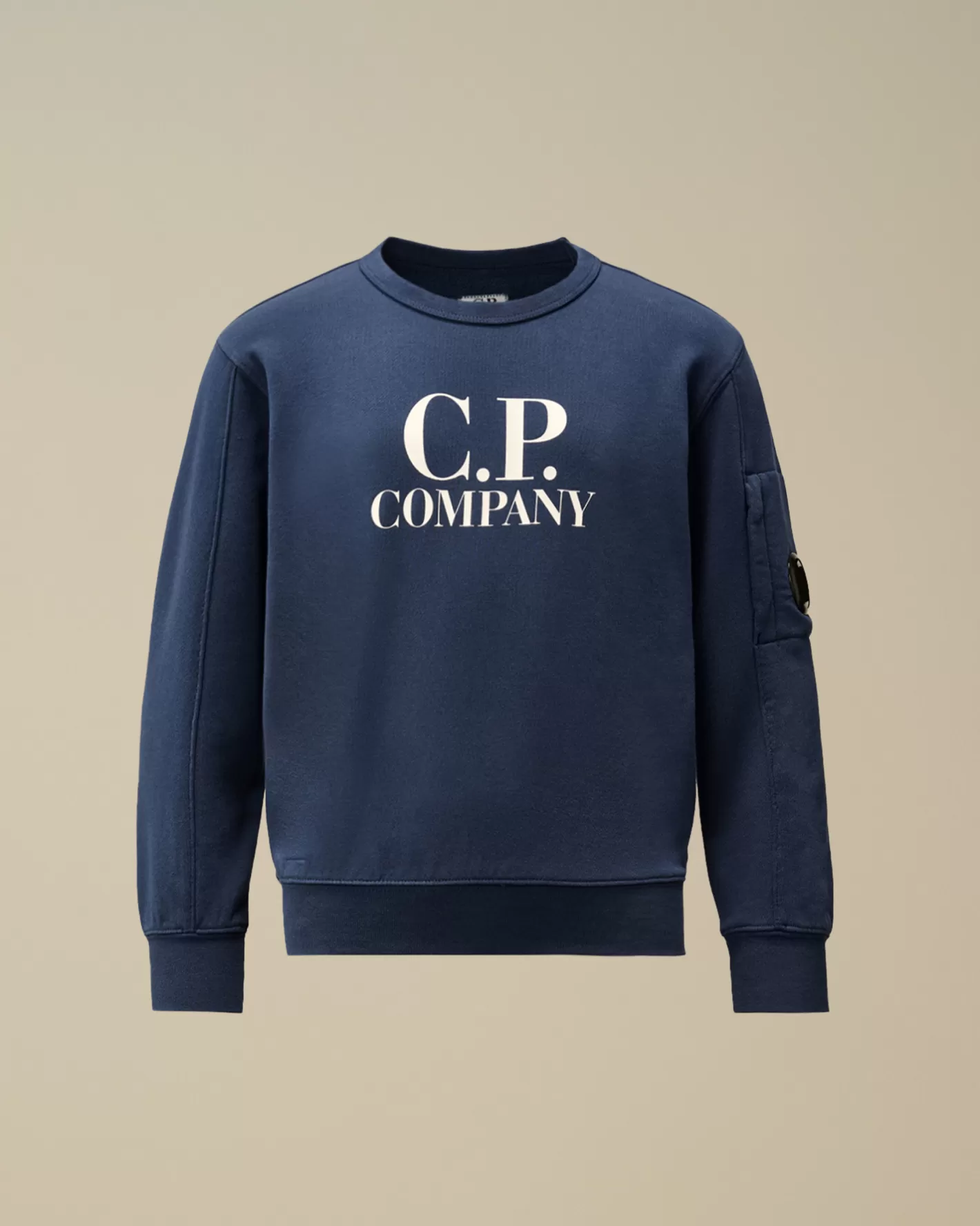 C.P. Company Clothing 10-14^U16 Diagonal Fleece Logo Crew Neck Sweatshirt Estate Blue