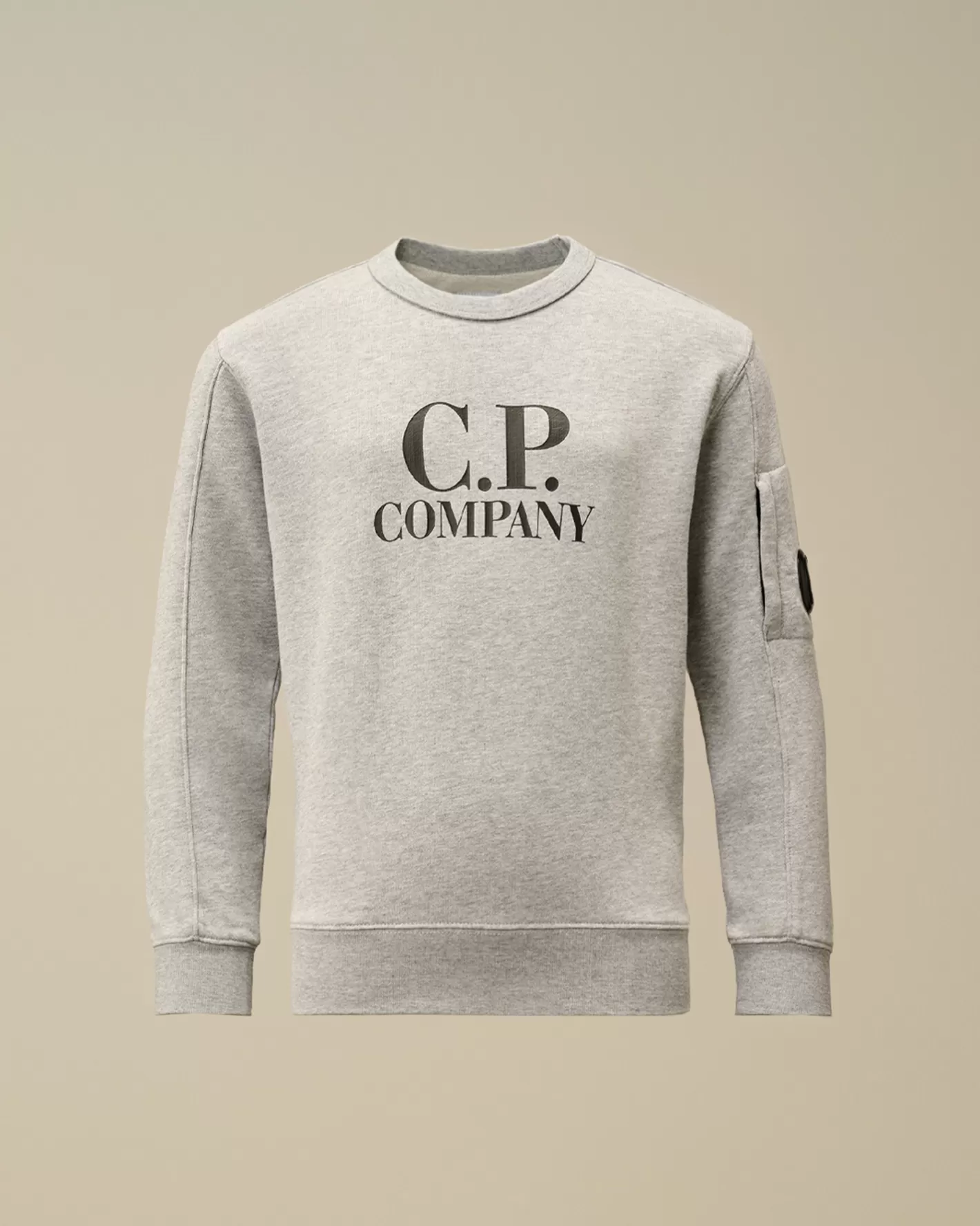 C.P. Company Clothing 10-14^U16 Diagonal Fleece Logo Crew Neck Sweatshirt Grey Melange