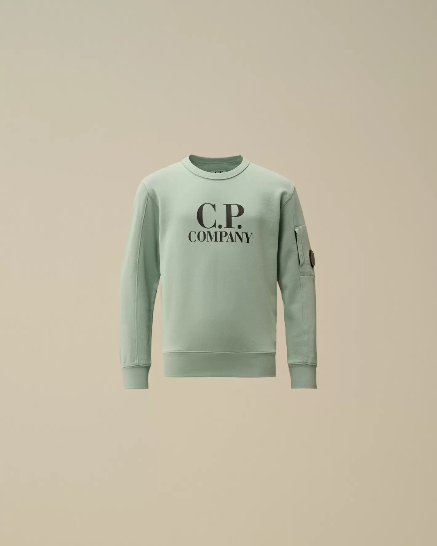 C.P. Company Clothing 2-3^U16 Diagonal Fleece Logo Crew Neck Sweatshirt Chinois Green