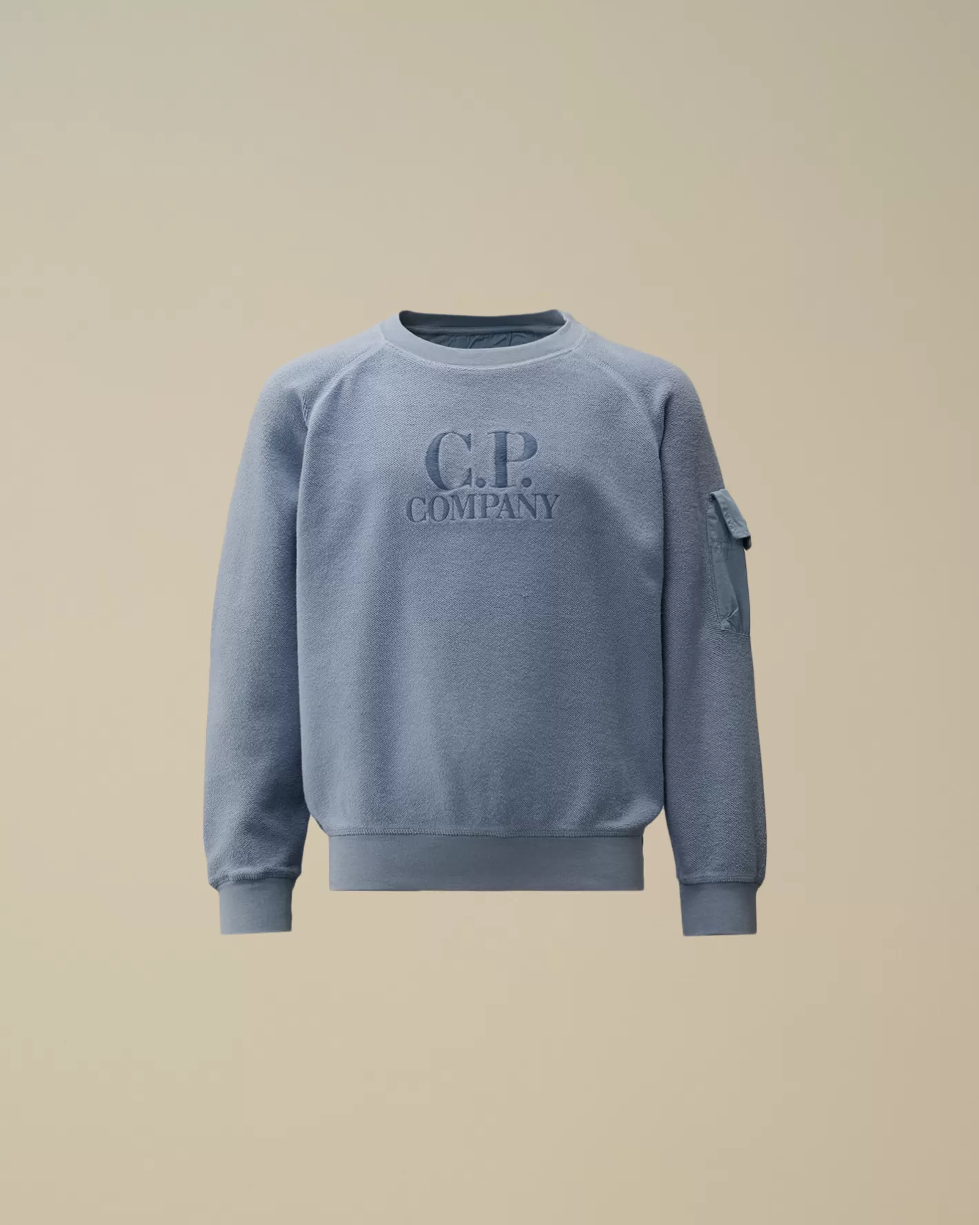 C.P. Company Clothing 4-8^U16 Diagonal Fleece Mixed Boxy Crew Neck Sweatshirt Flint Stone – Blue