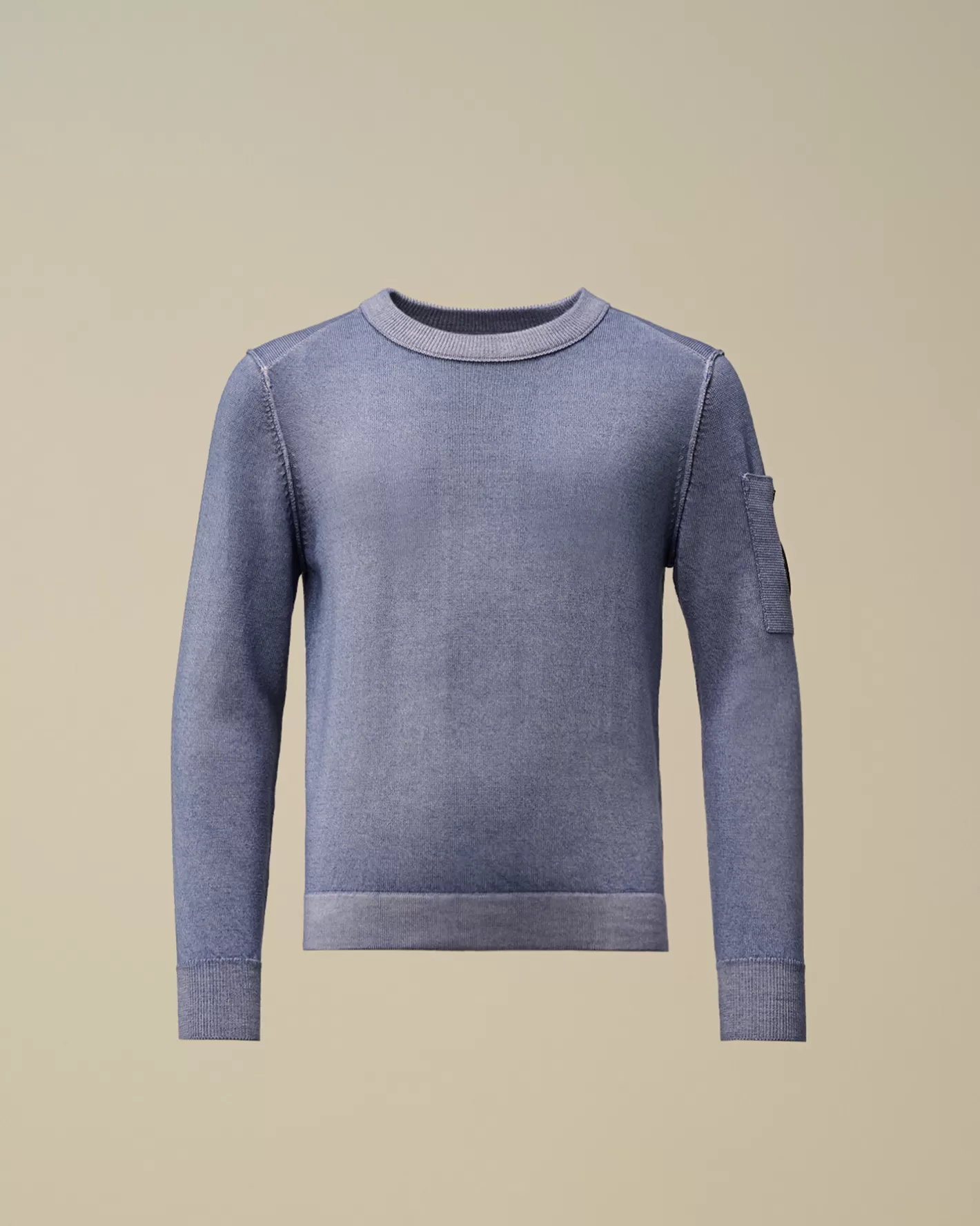 C.P. Company Clothing 10-14^U16 Fast Dyed Merino Wool 12 Gauge Crew Neck Knit Flint Stone – Blue