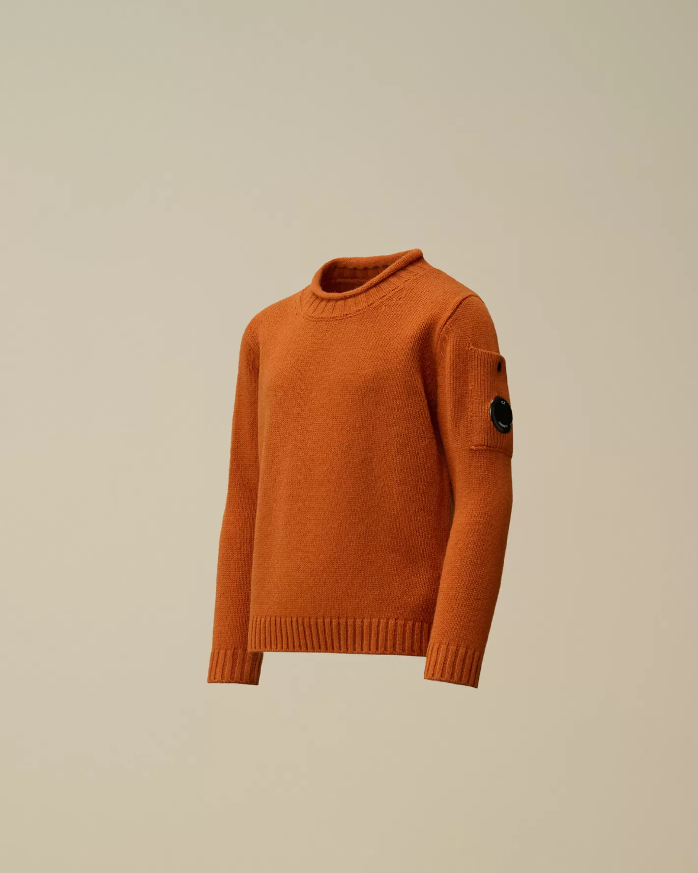 C.P. Company Clothing 4-8^U16 Lambswool Lens Crew Neck Knit Bombay Brown