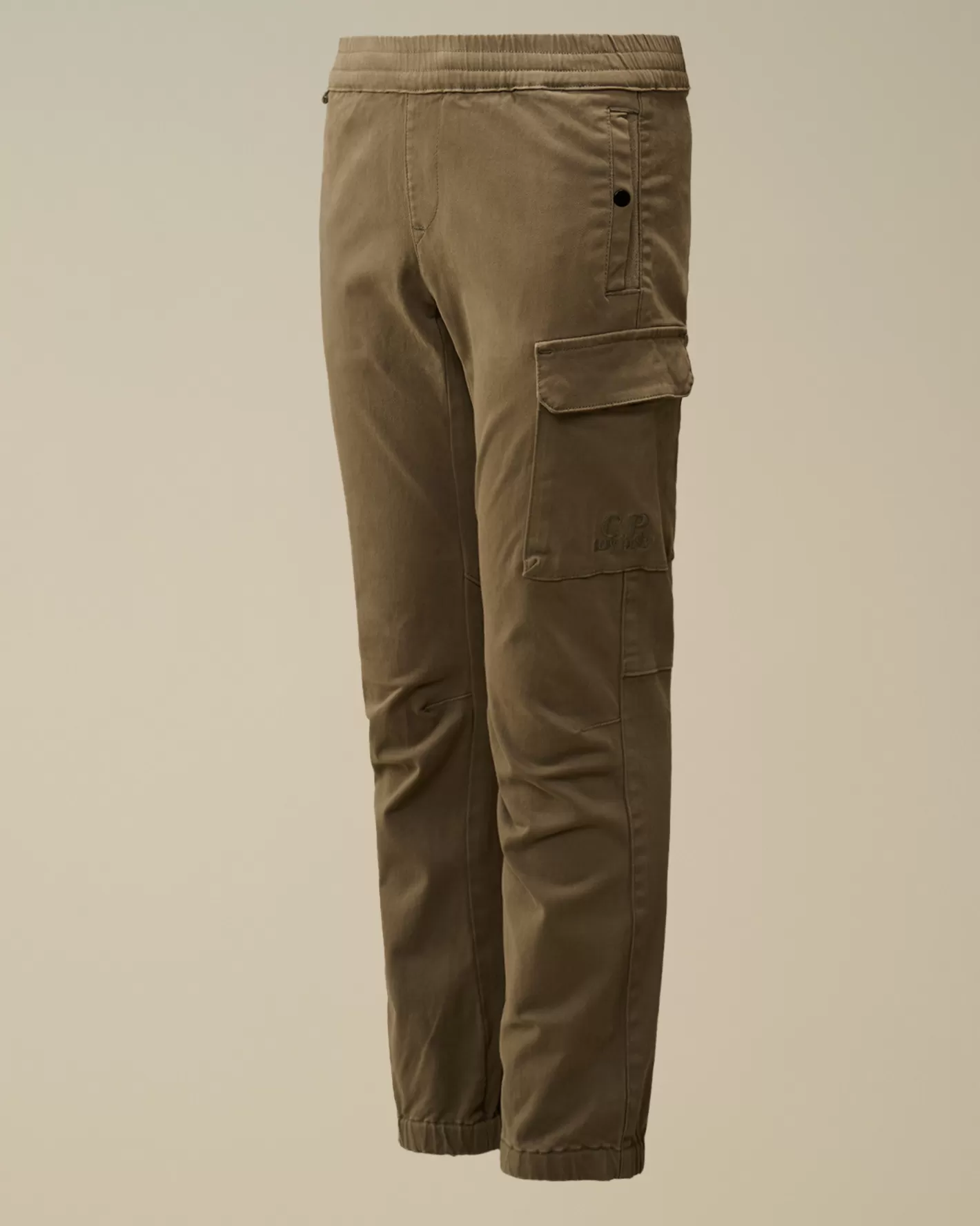 C.P. Company Clothing 10-14^U16 Stretch Sateen Logo Pants Walnut – Beige