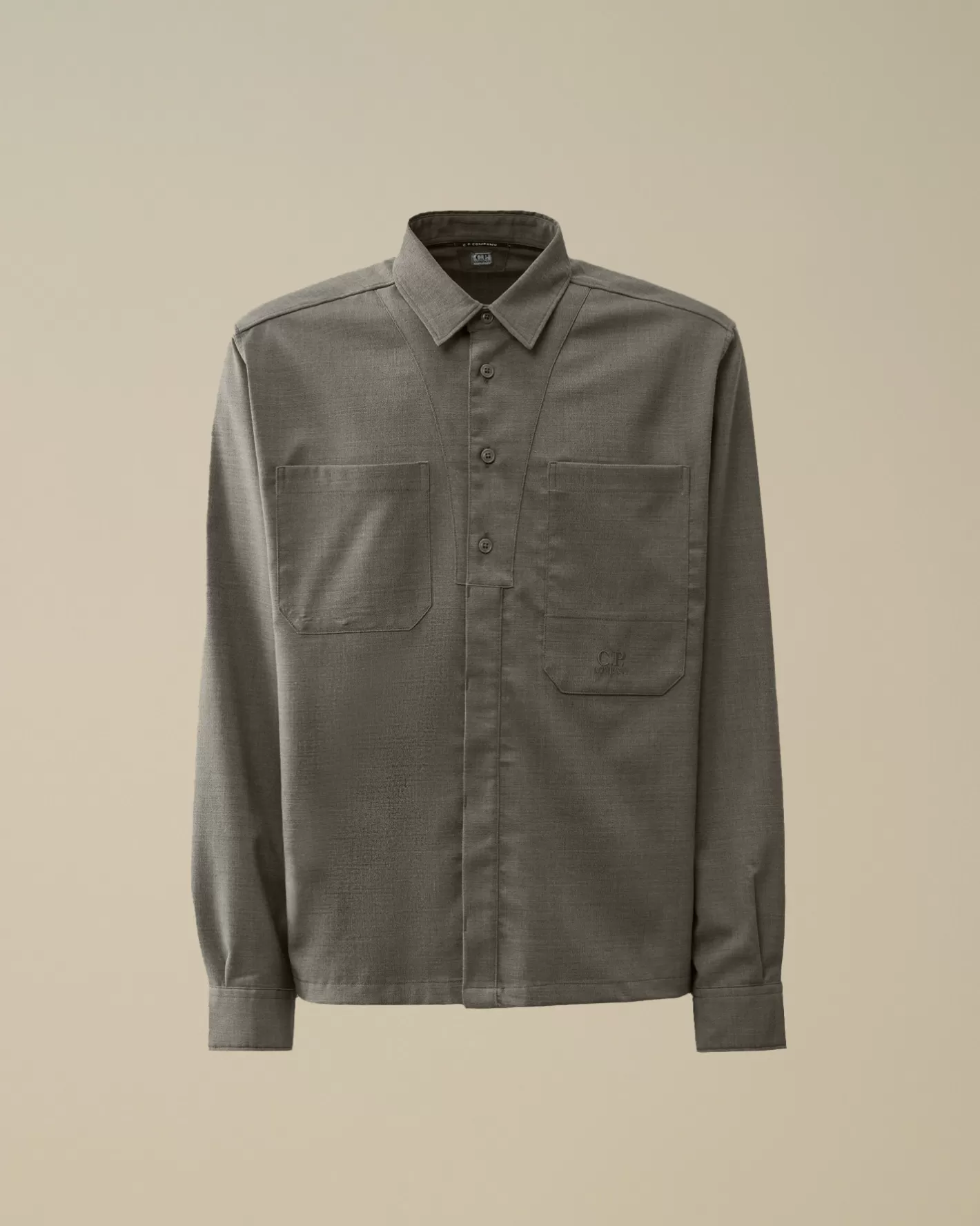 C.P. Company Shirt^Wool Gabardine Shirt Anthracite Melange – Grey