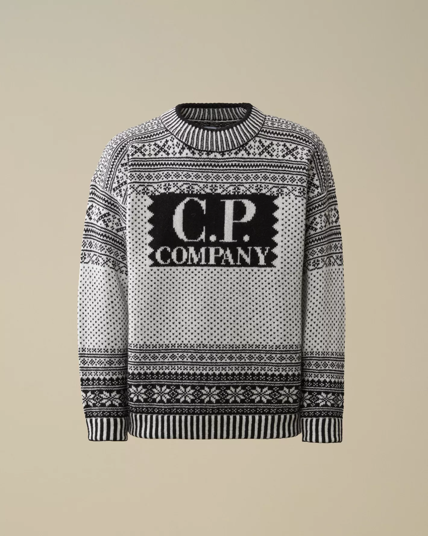 C.P. Company Jumpers^Wool Jacquard Logo Knit Var.01 – White